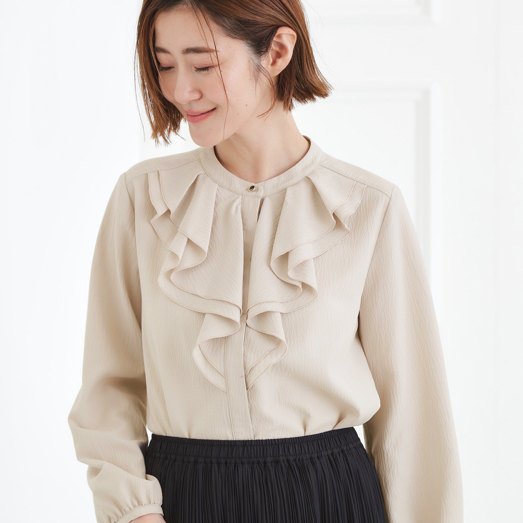 grove「【手洗いOK】フロントラッフルフリルブラウス」|シャツ・ブラウス|