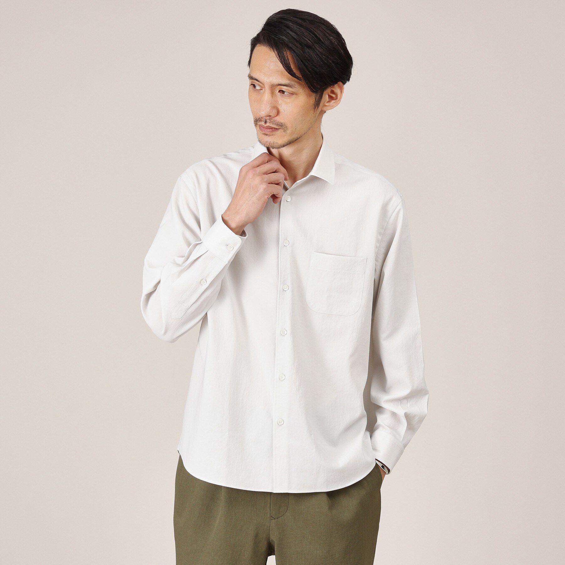 TAKEO KIKUCHI「【Made in JAPAN】麻調ショートカラーシャツ」|シャツ・ブラウス|ライトグレー(011