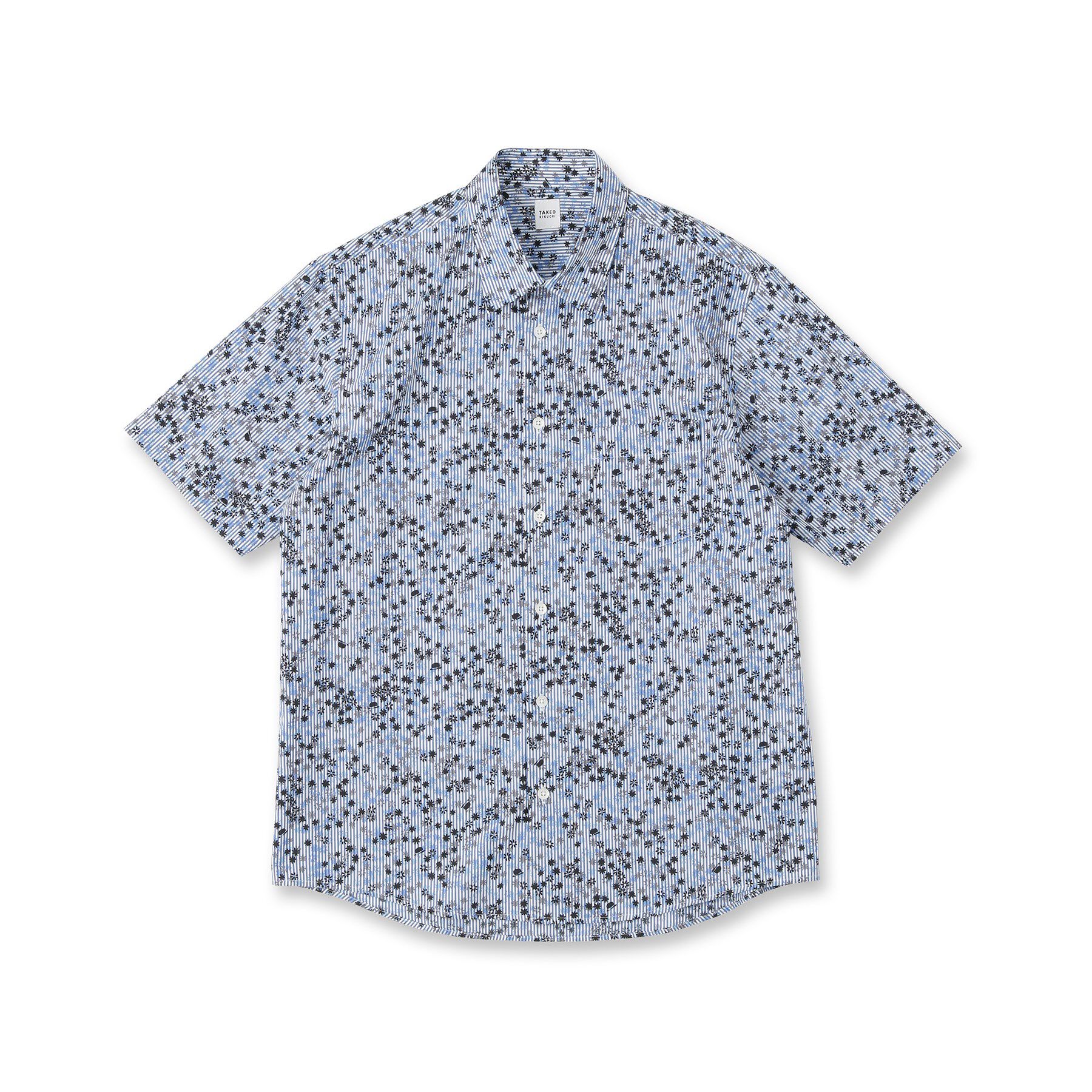 TAKEO KIKUCHI「ストライプ小花プリント 半袖シャツ」|シャツ・ブラウス|