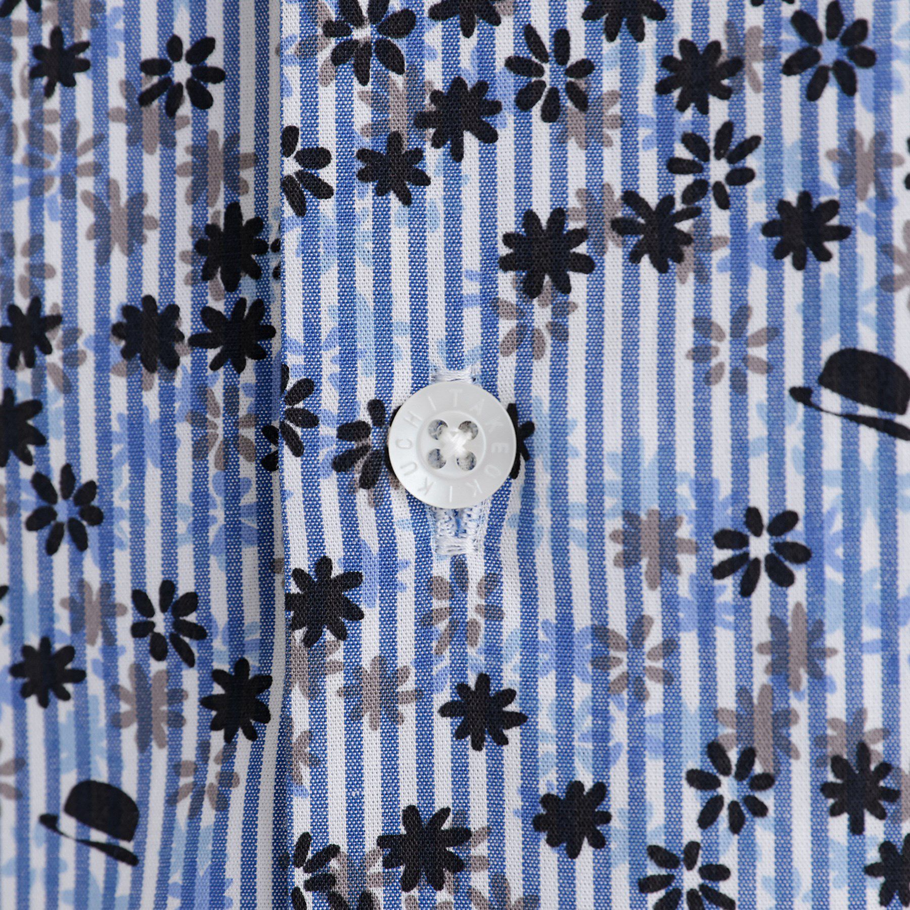 TAKEO KIKUCHI「ストライプ小花プリント 半袖シャツ」|シャツ・ブラウス|