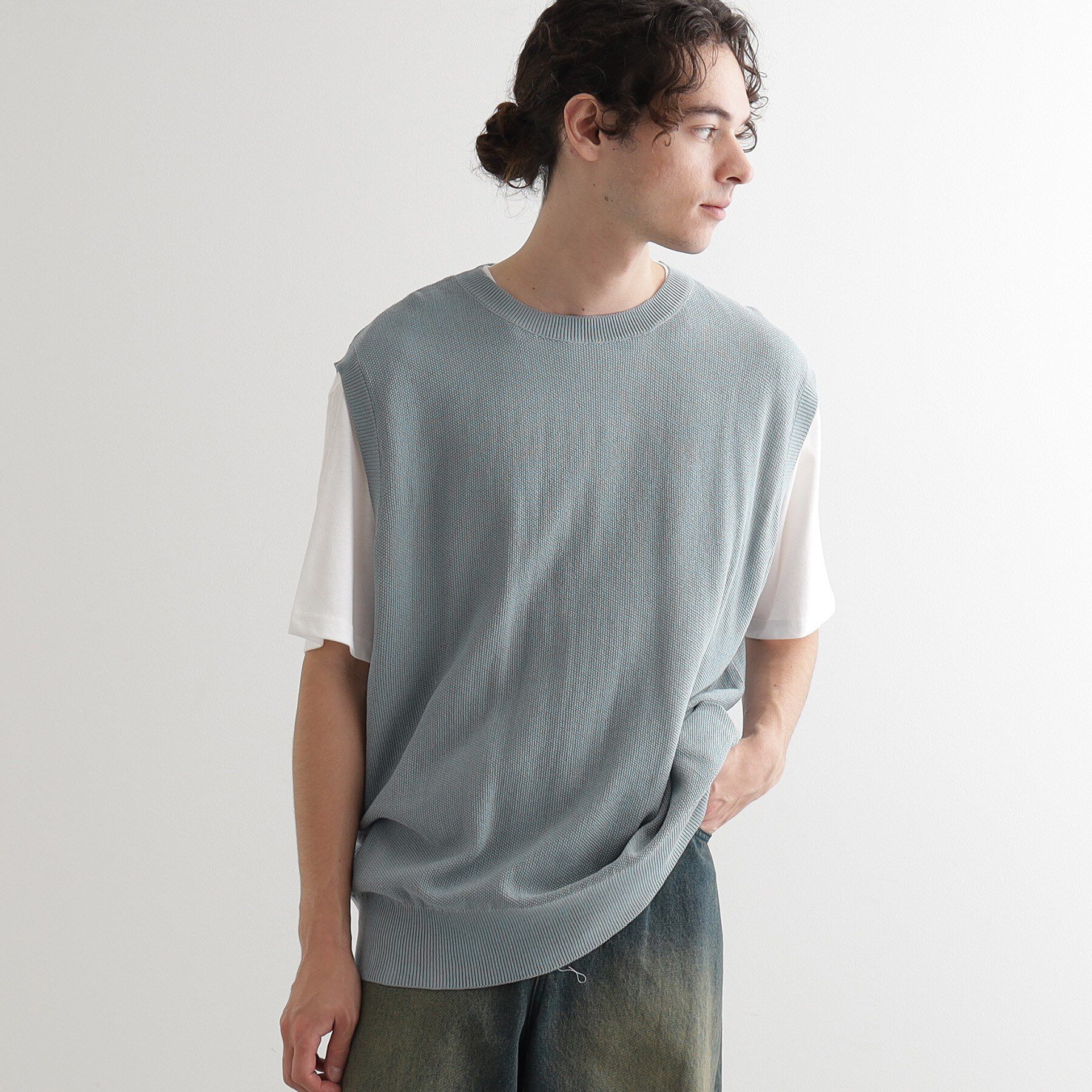 tk.TAKEO KIKUCHI「【セットアイテム】ニットベストアンサンブル」|ニット・セーター|ブルー(091)