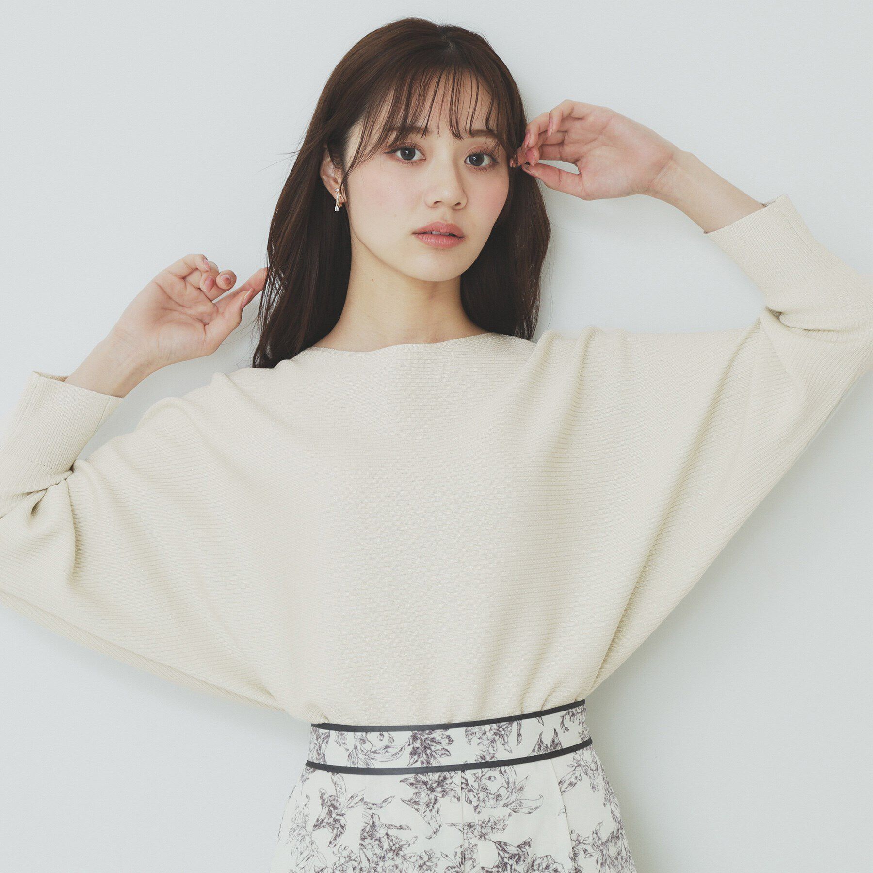 index「《5color》ドルマンリブニット【洗濯機洗い可/抗ピル】」|ニット・セーター|オフホワイト(603