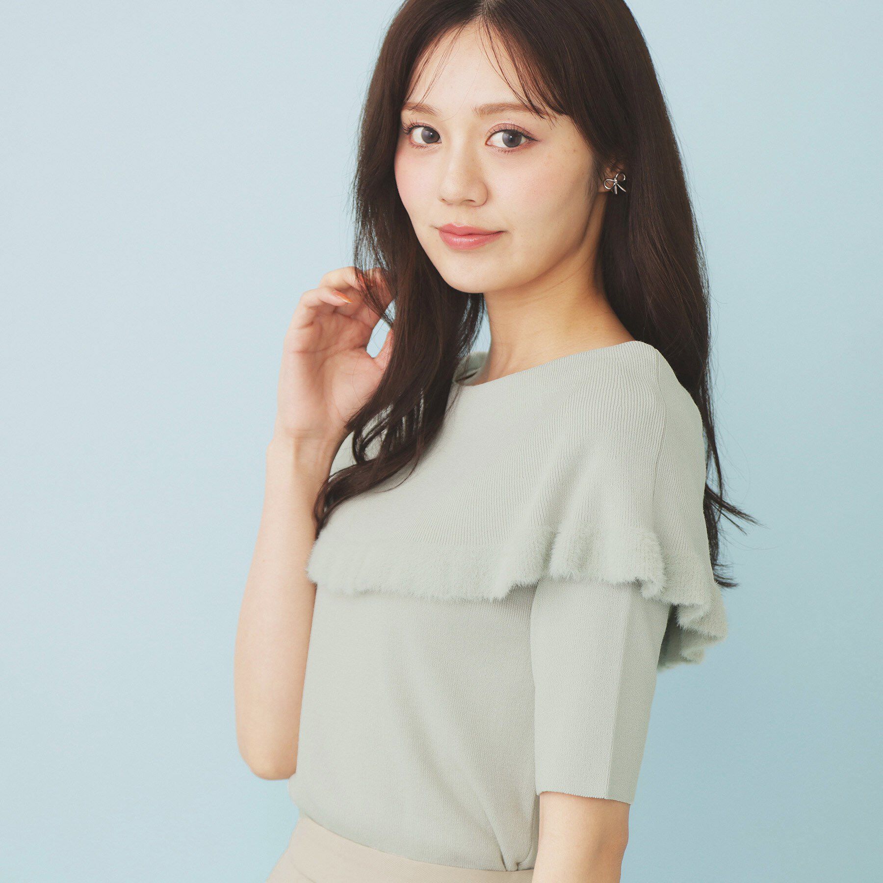 index「ファーフリルケープニット【洗濯機洗い可】」|ニット・セーター|