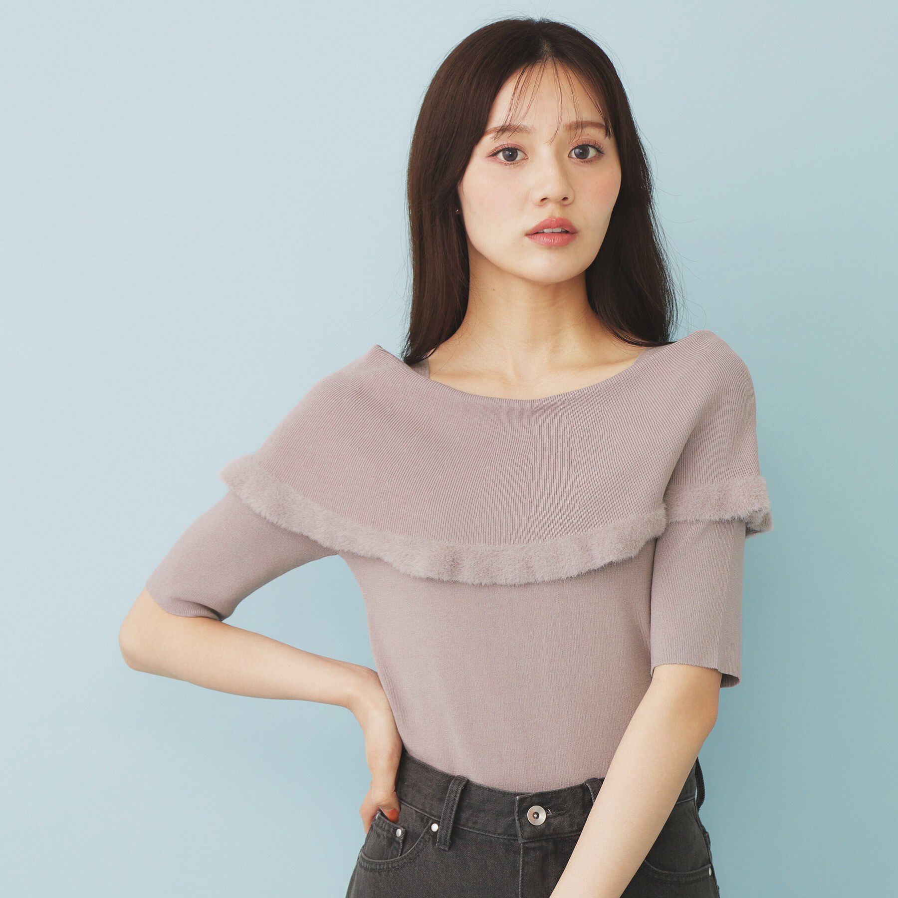 index「ファーフリルケープニット【洗濯機洗い可】」|ニット・セーター|