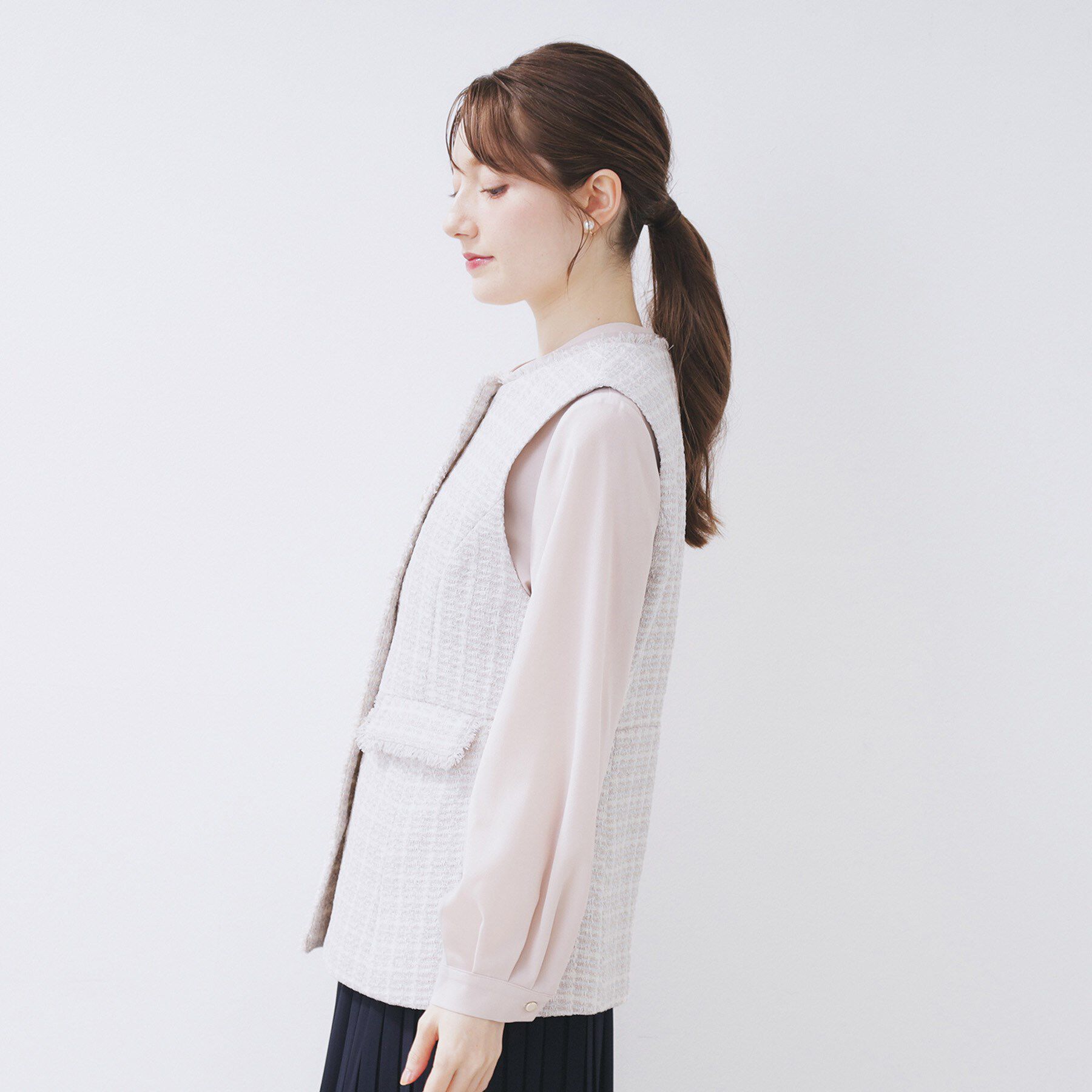 index「ファンシーツイードペプラムジレ【洗える】」|ベスト・ジレ|