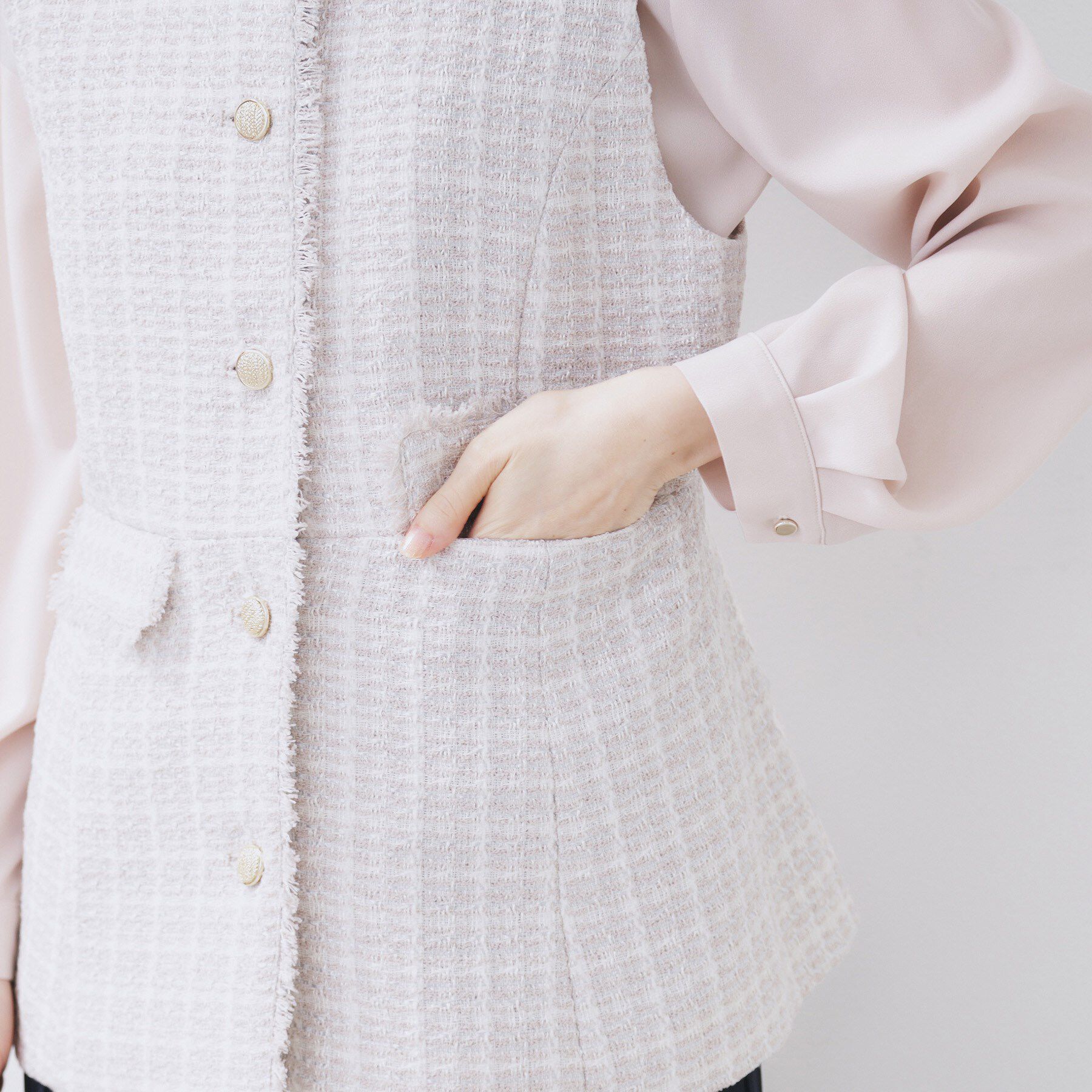 index「ファンシーツイードペプラムジレ【洗える】」|ベスト・ジレ|
