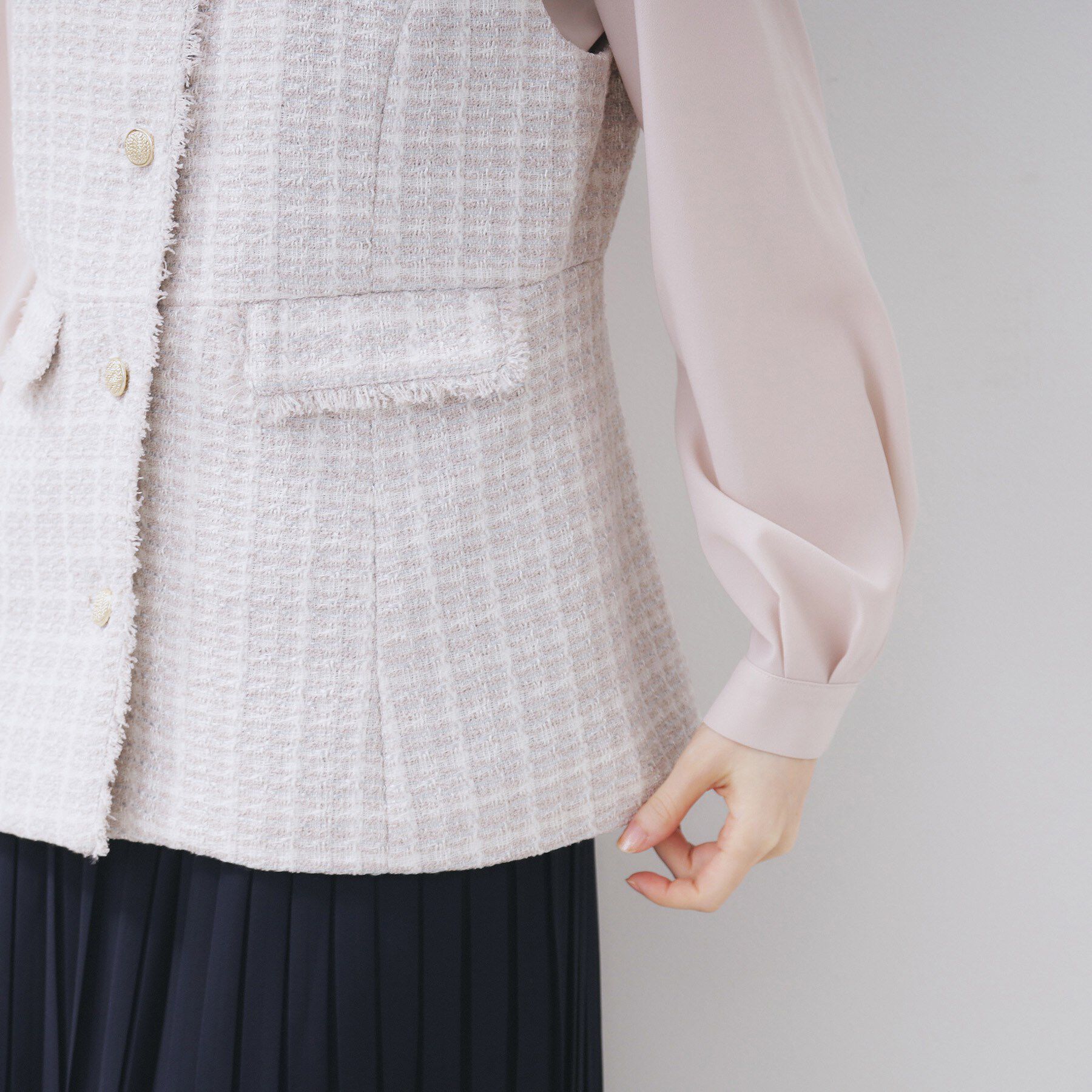 index「ファンシーツイードペプラムジレ【洗える】」|ベスト・ジレ|
