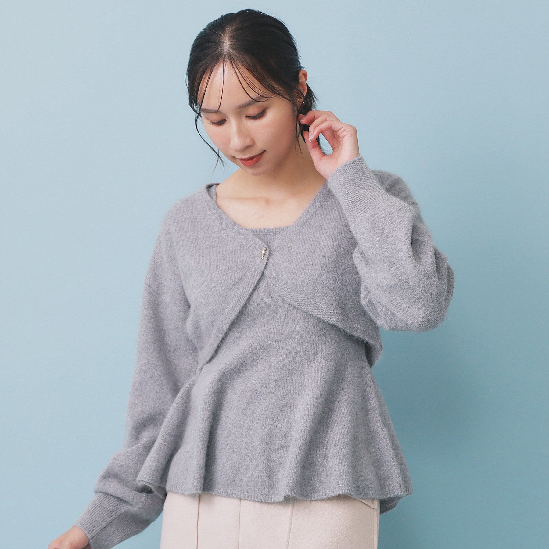 index「ハート釦ニットボレロ/アンサンブル対応【洗える】」|カーディガン|