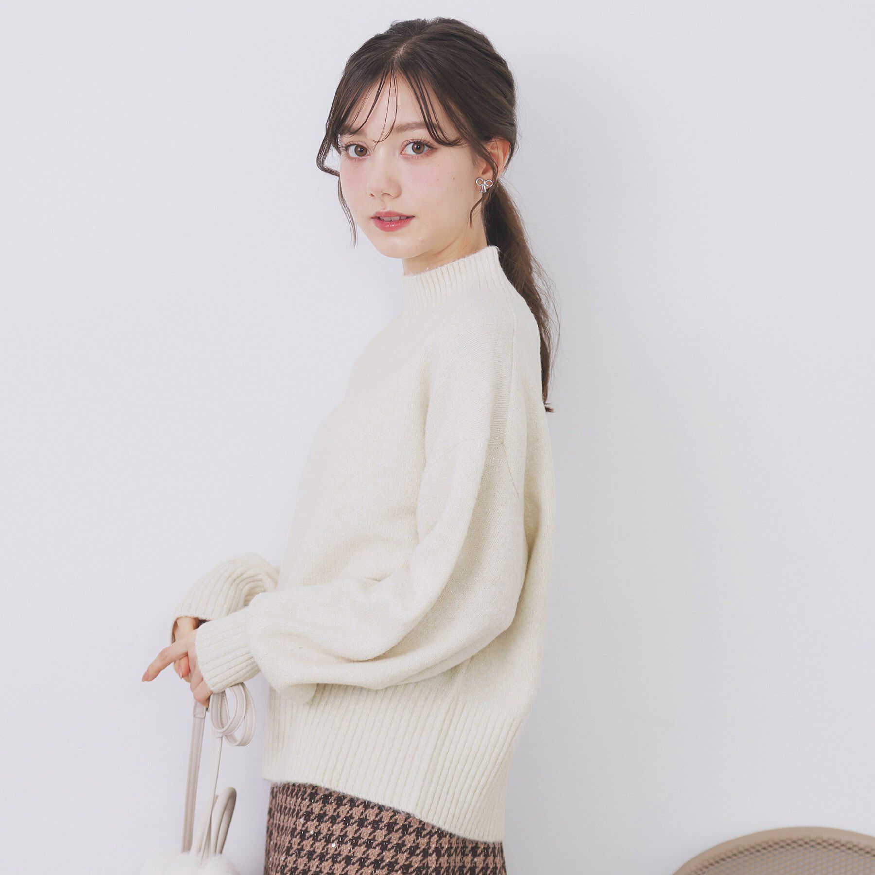 index「選べる2丈 ハイネックカラーミックスラメニット【洗濯機OK】」|ニット・セーター|