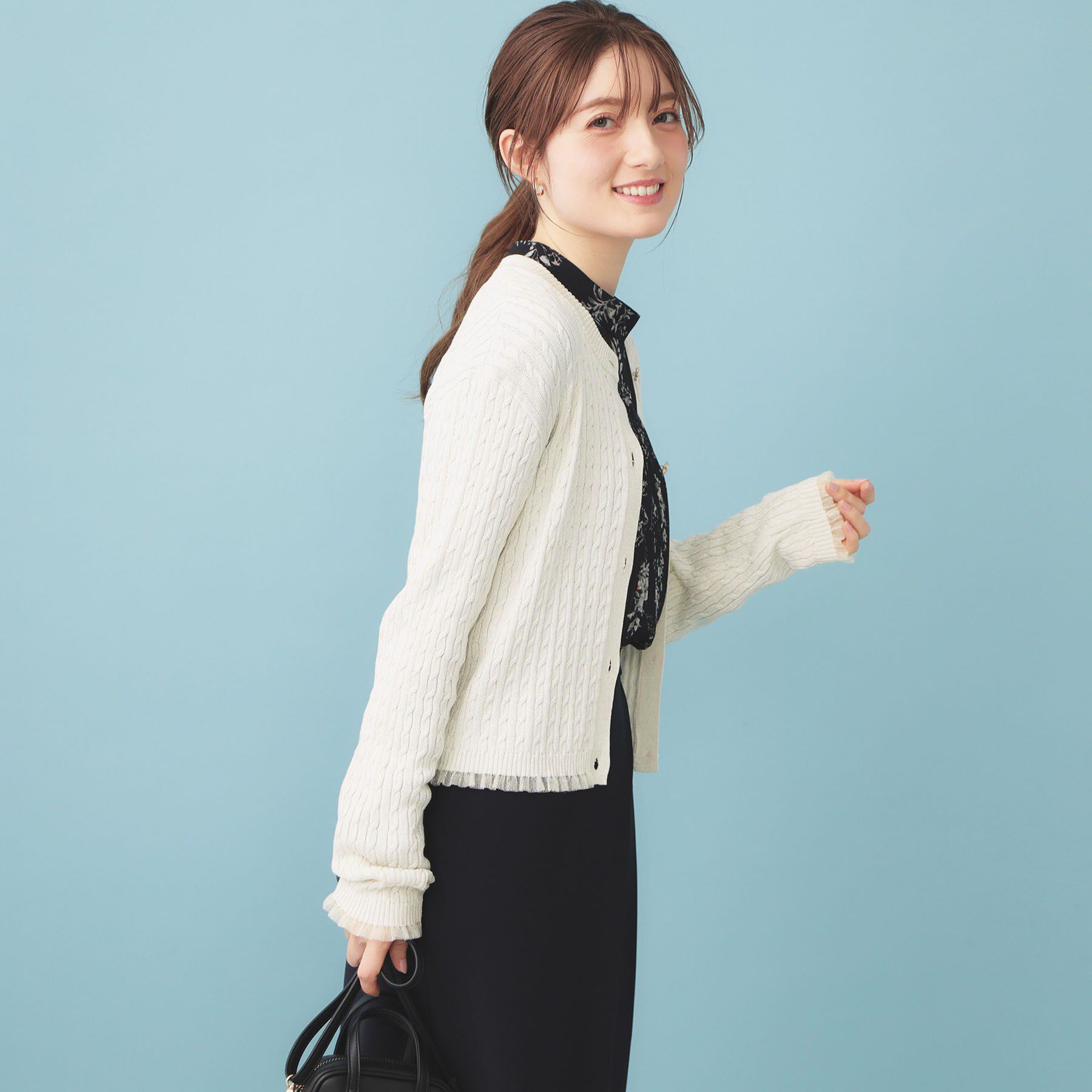 index「袖シアーフリルケーブルラメカーディガン【洗濯機OK/坑ピル】」|カーディガン|