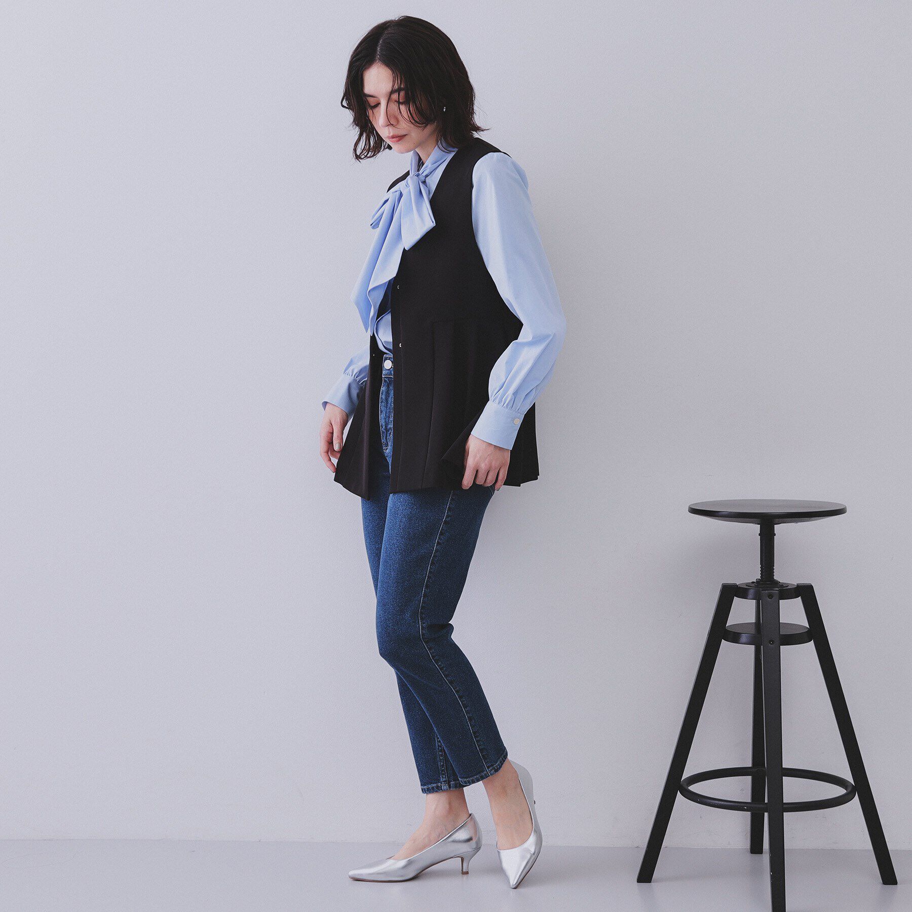 OPAQUE.CLIP「《通勤・セレモニー対応/セットアップ対応》ペプラムジレ【洗濯機洗い可】」|ベスト・ジレ|