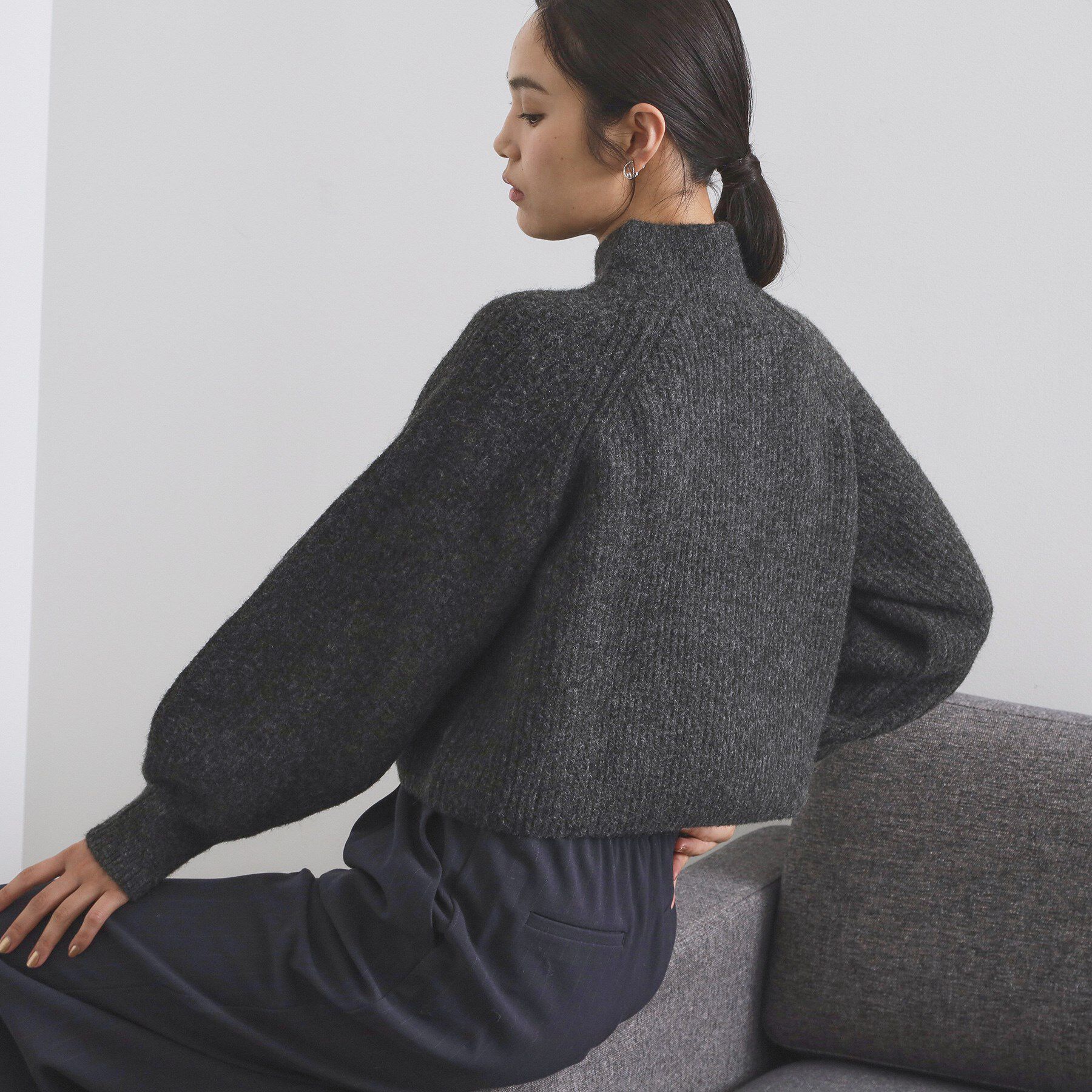 OPAQUE.CLIP「MIXミドルゲージショートあぜニット【洗濯機OK】」|ニット・セーター|