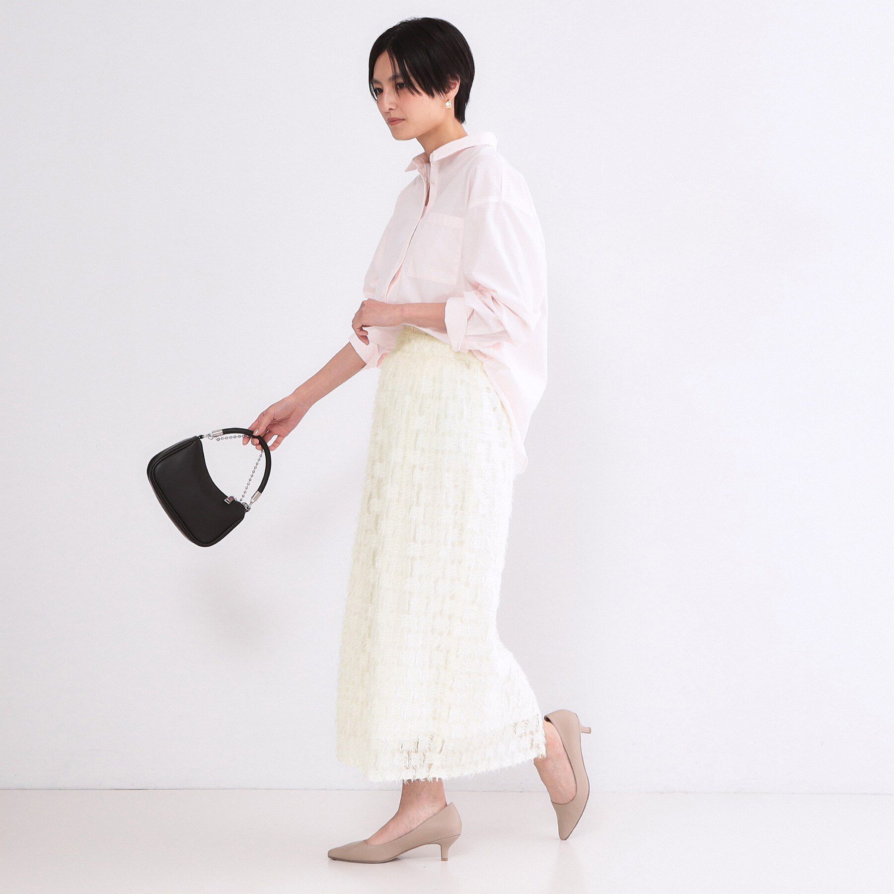 OPAQUE.CLIP「フリンジジャカードナロースカート【洗濯機OK】」|スカート|