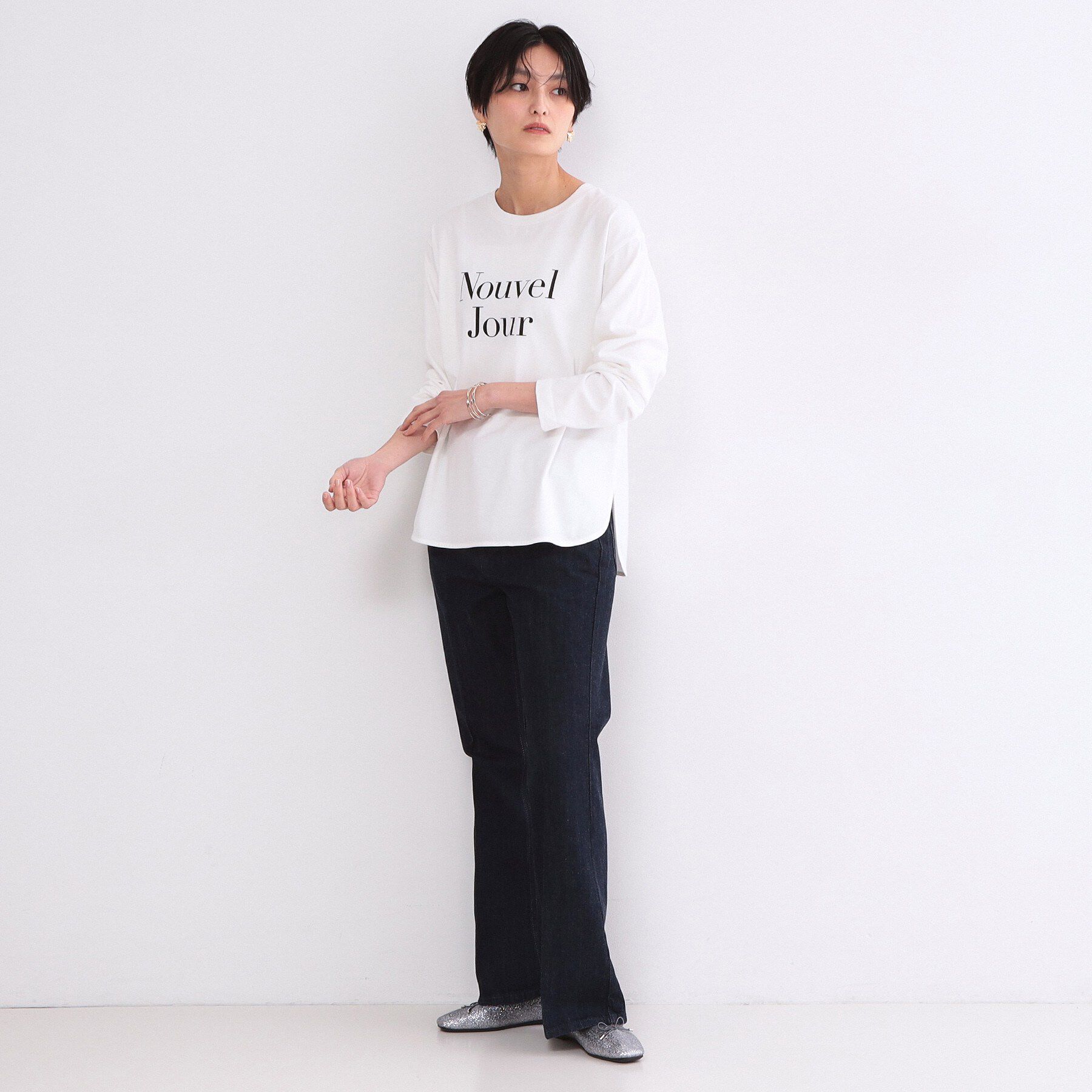 OPAQUE.CLIP「ロゴプリントロングTシャツ【洗濯機OK】」|Tシャツ・カットソー|