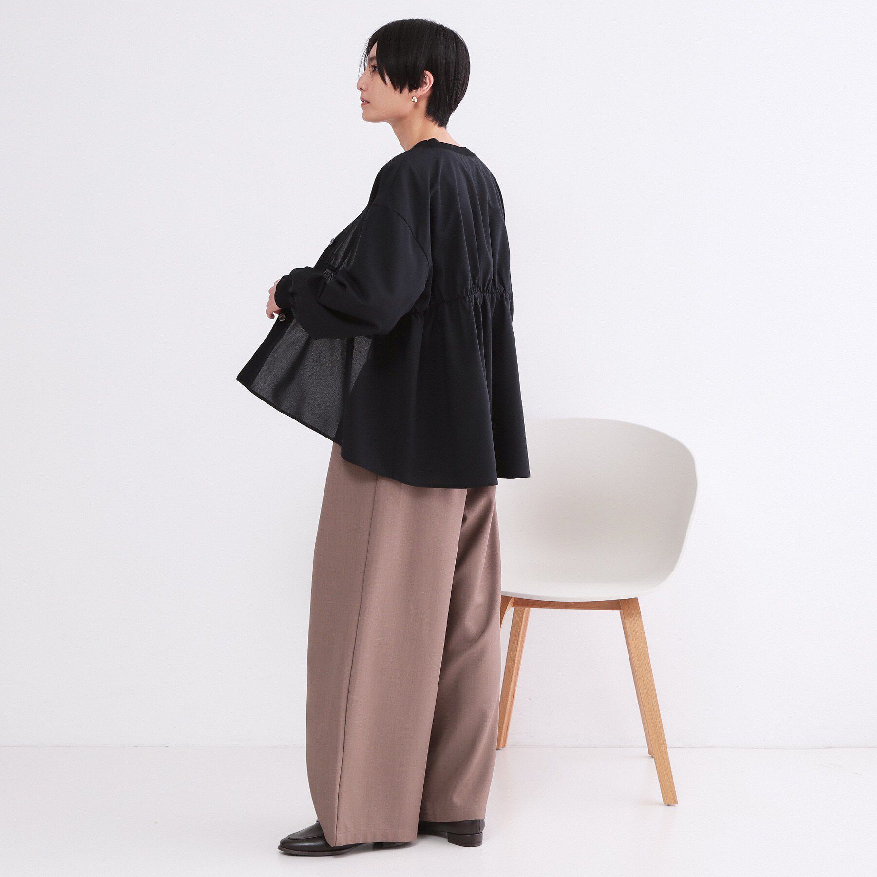 OPAQUE.CLIP「ブラウス風Vネックカーディガン【洗濯機OK】」|カーディガン|