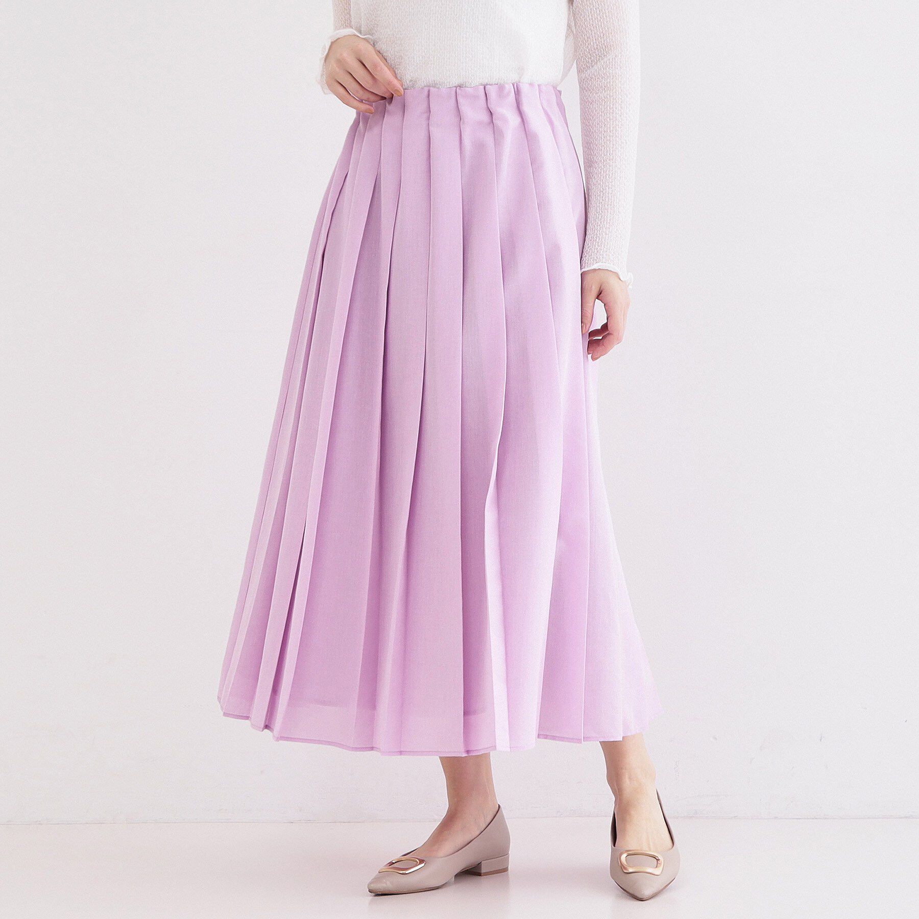 OPAQUE.CLIP「シアーリネンブレンドイージープリーツスカート【洗濯機OK】」|スカート|ピンク(072)