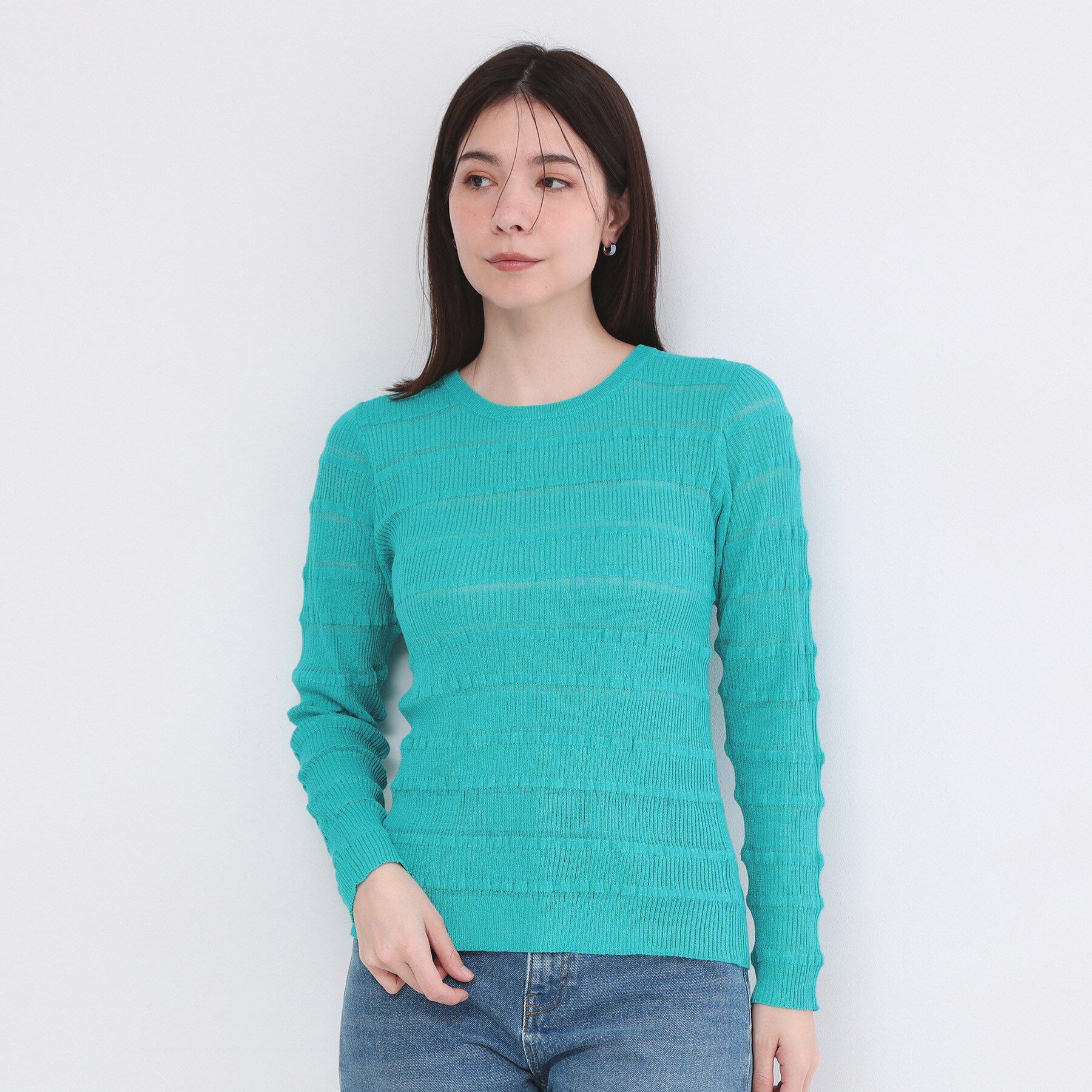 OPAQUE.CLIP「シアーボーダーリブニット【洗濯機OK】」|ニット・セーター|