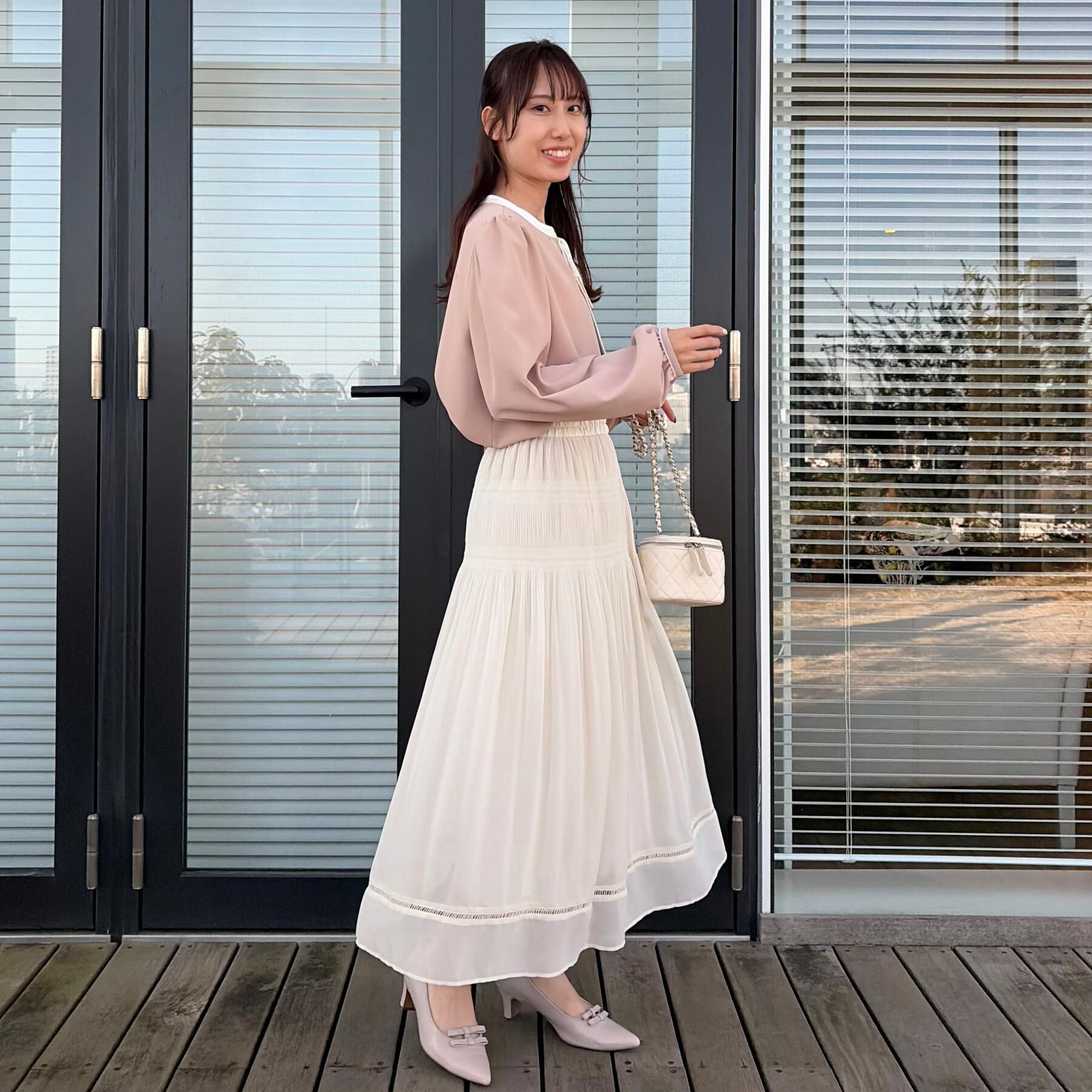 Couture broach「【洗える・ハレの日・通勤】配色 細リボンタイ ブラウス」|シャツ・ブラウス|