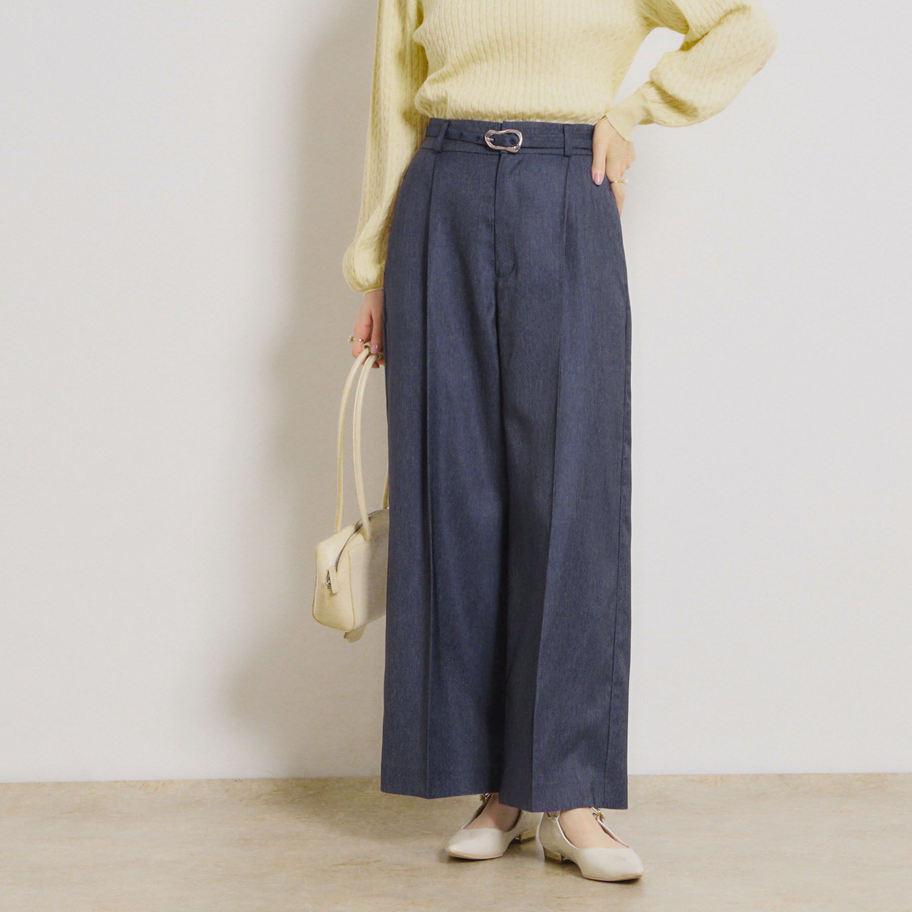 Couture broach「【洗える・S-LL】デニムライク ベルト付きパンツ」|その他|