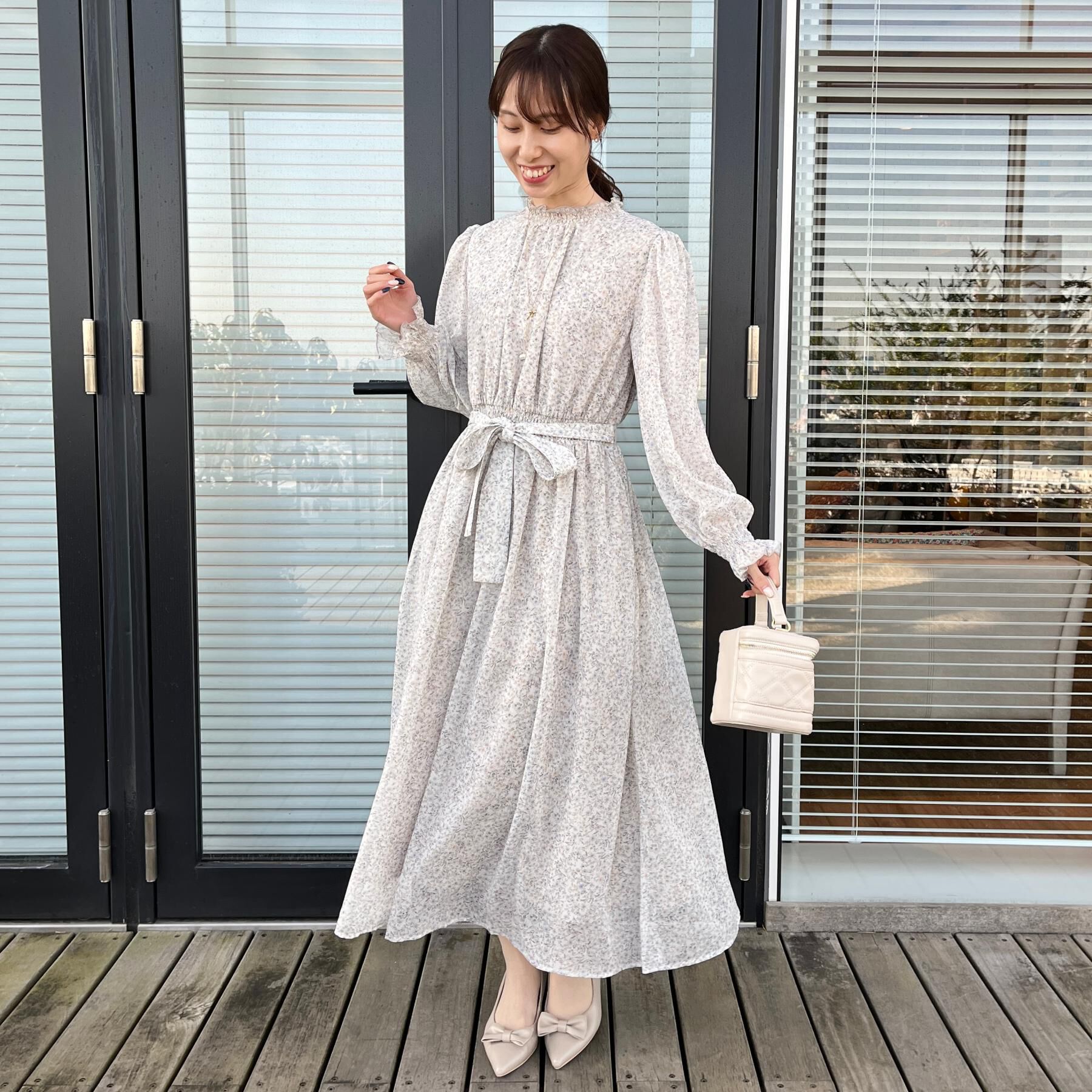 Couture broach「【洗える・着映え】楊柳小花シャーリングワンピース」|ワンピース|