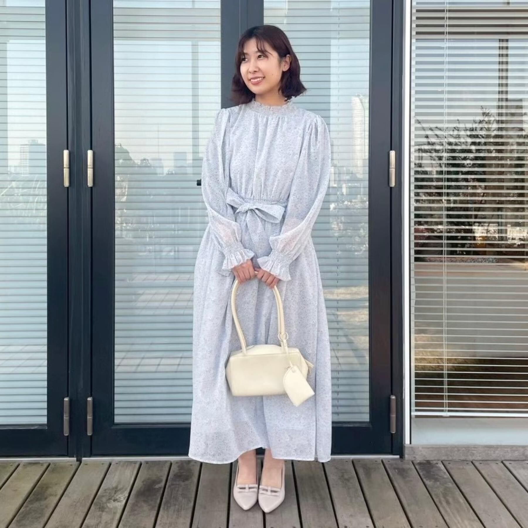 Couture broach「【洗える・着映え】楊柳小花シャーリングワンピース」|ワンピース|