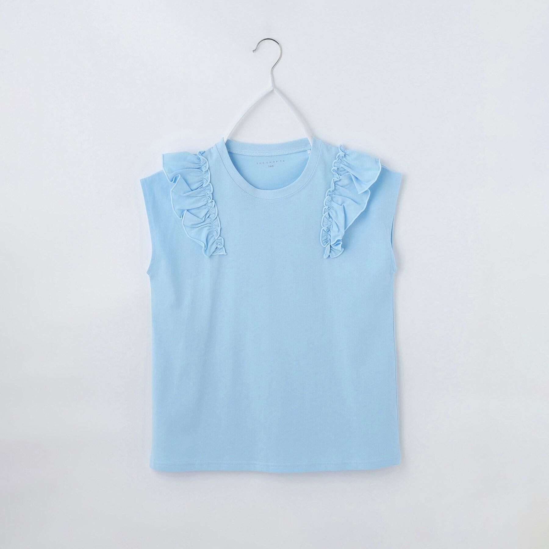 THE SHOP TK「【110ー160】コットン肩フリルTシャツ」|Tシャツ・カットソー|