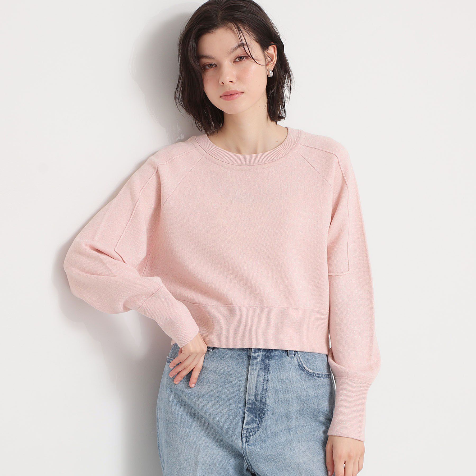 THE SHOP TK「【着丈が選べる】スウェットライクラメジャカードニット」|ニット・セーター|ライトピンク/ショー