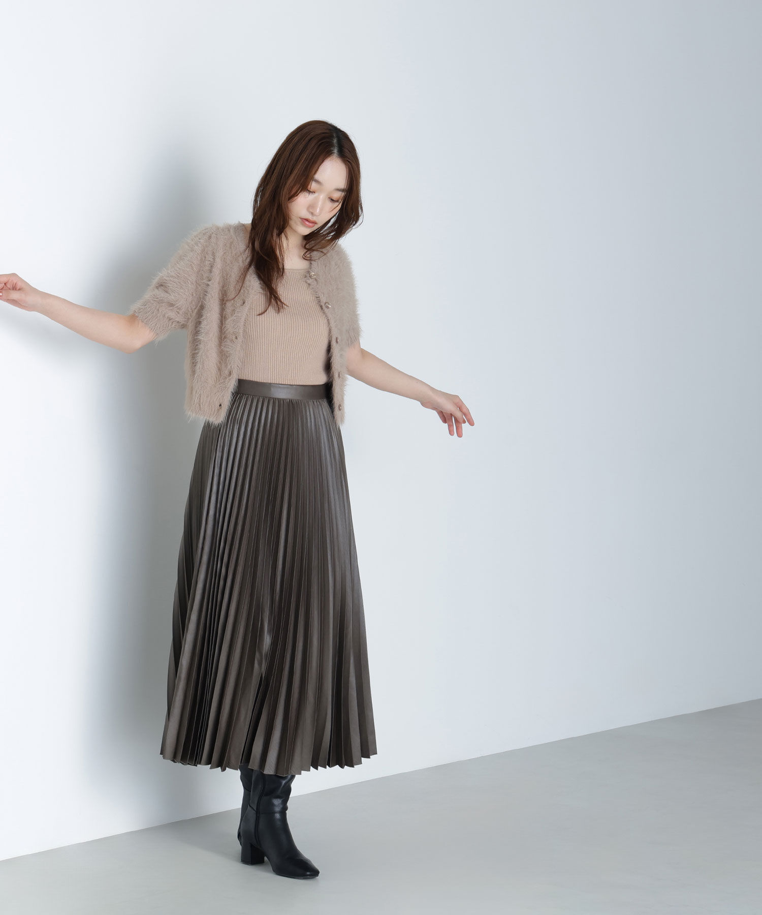  「ハーフスリーブシャギーアンサンブル」|ニット・セーター|