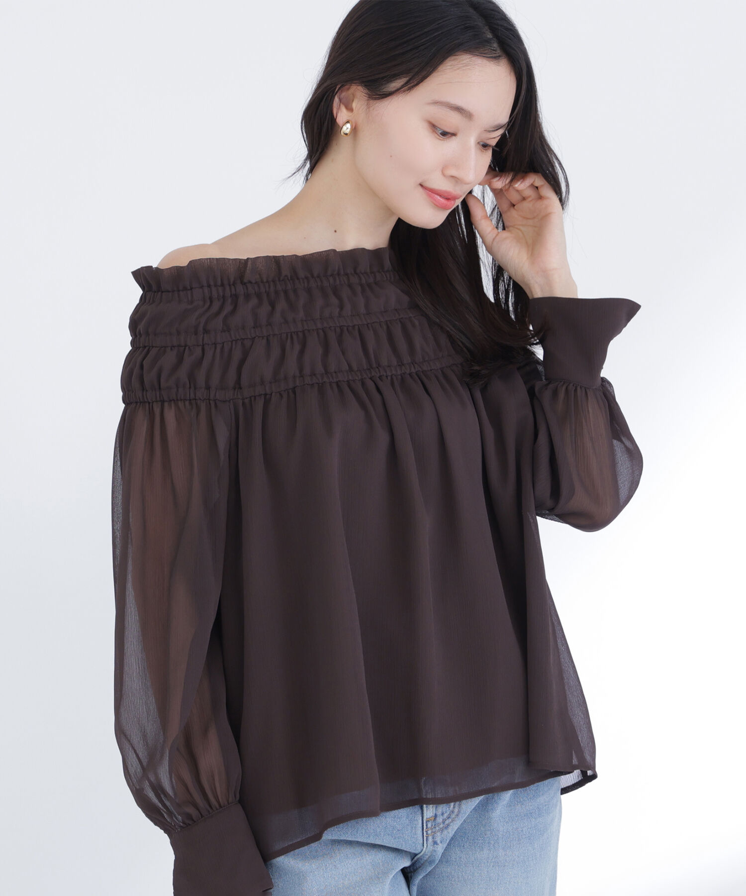  「シャーリングショルダーブラウス」|シャツ・ブラウス|
