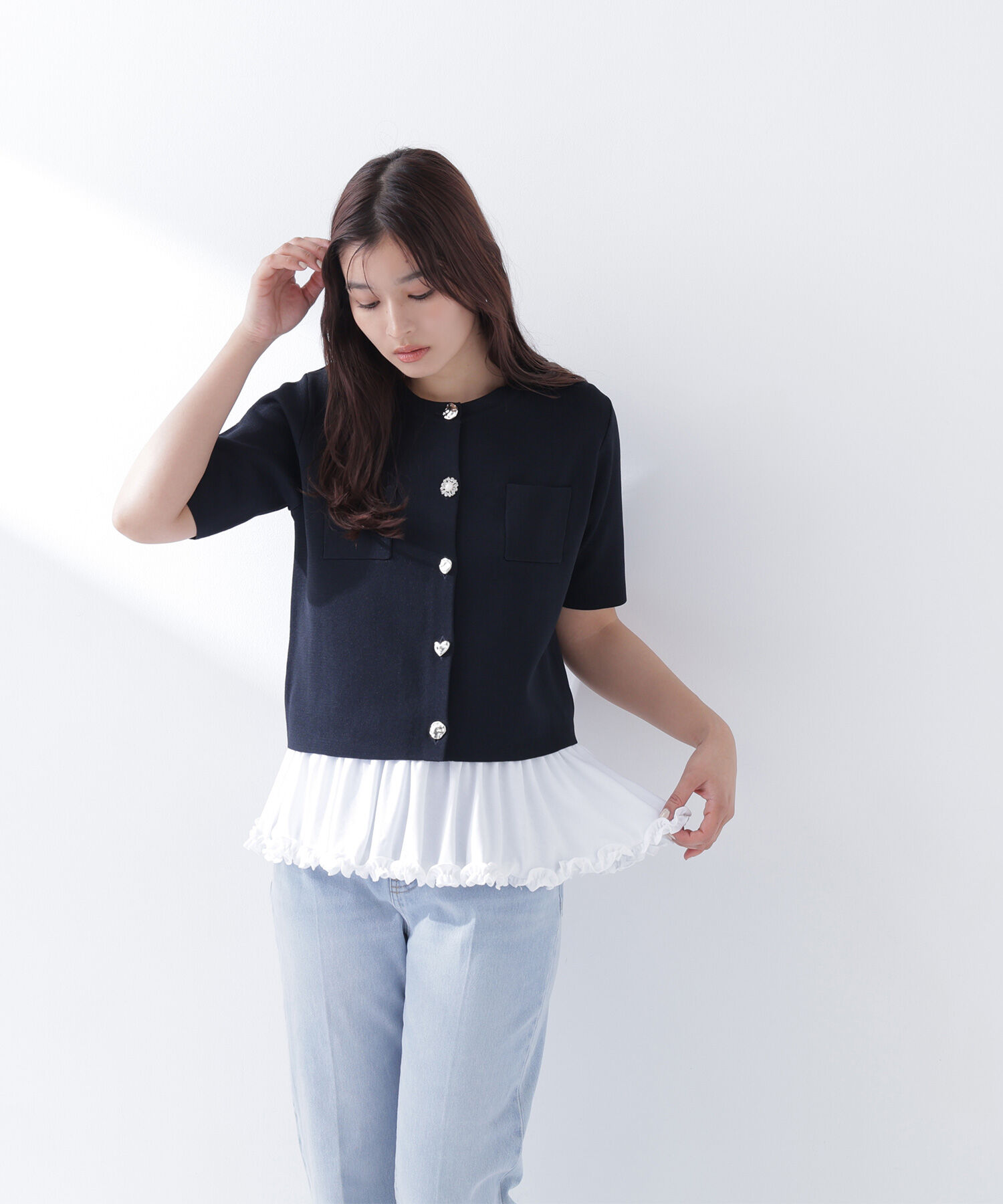  「アソートボタンニットジャケット」|ニット・セーター|