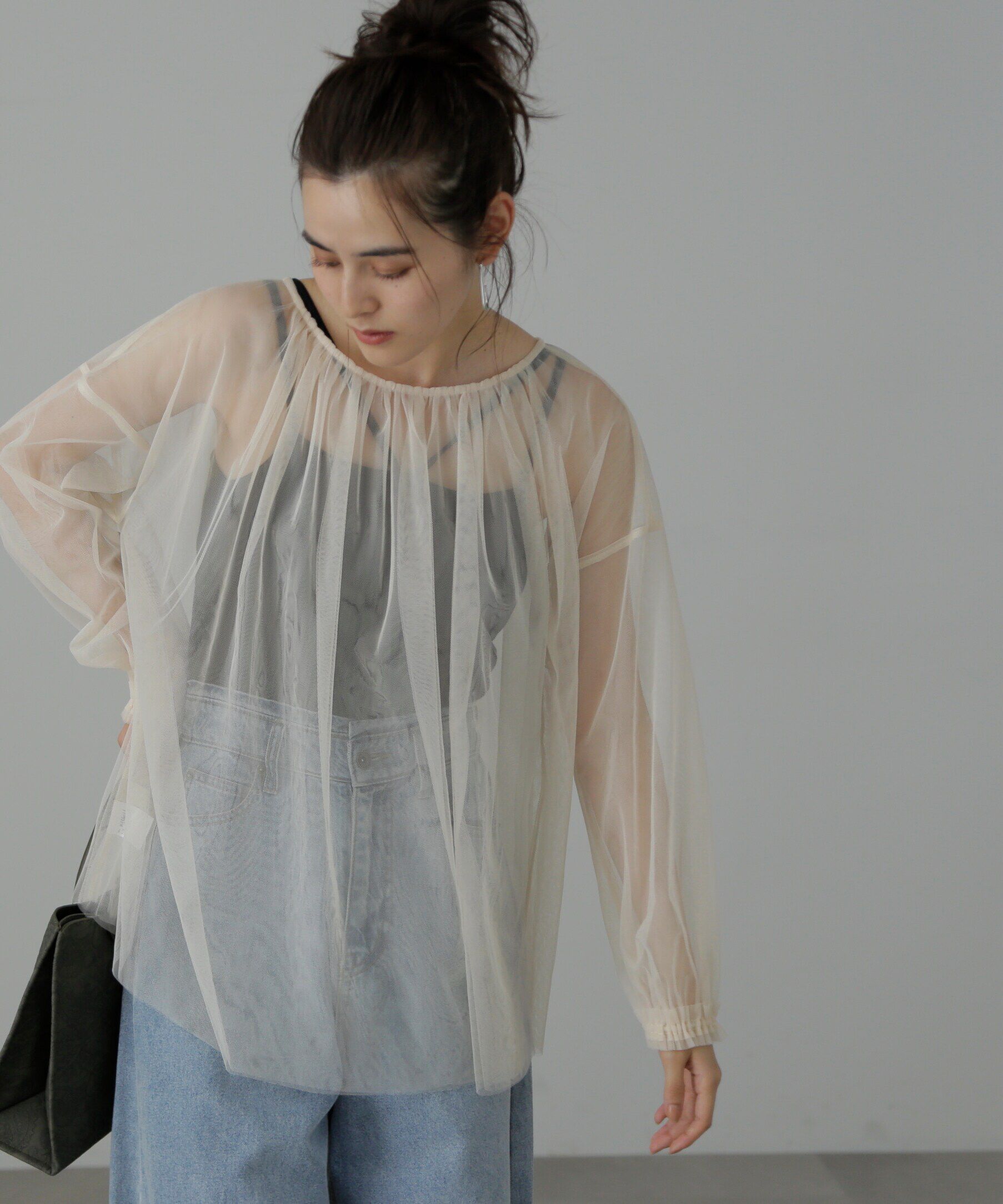  「チュール前後2Wayオーバーブラウス」|シャツ・ブラウス|