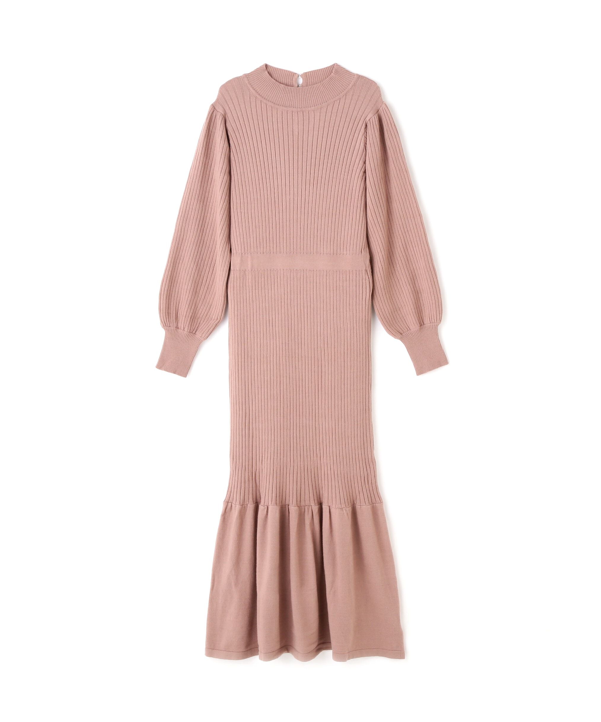  「ウォームストレッチバックパールボタンニットワンピース」|ワンピース|