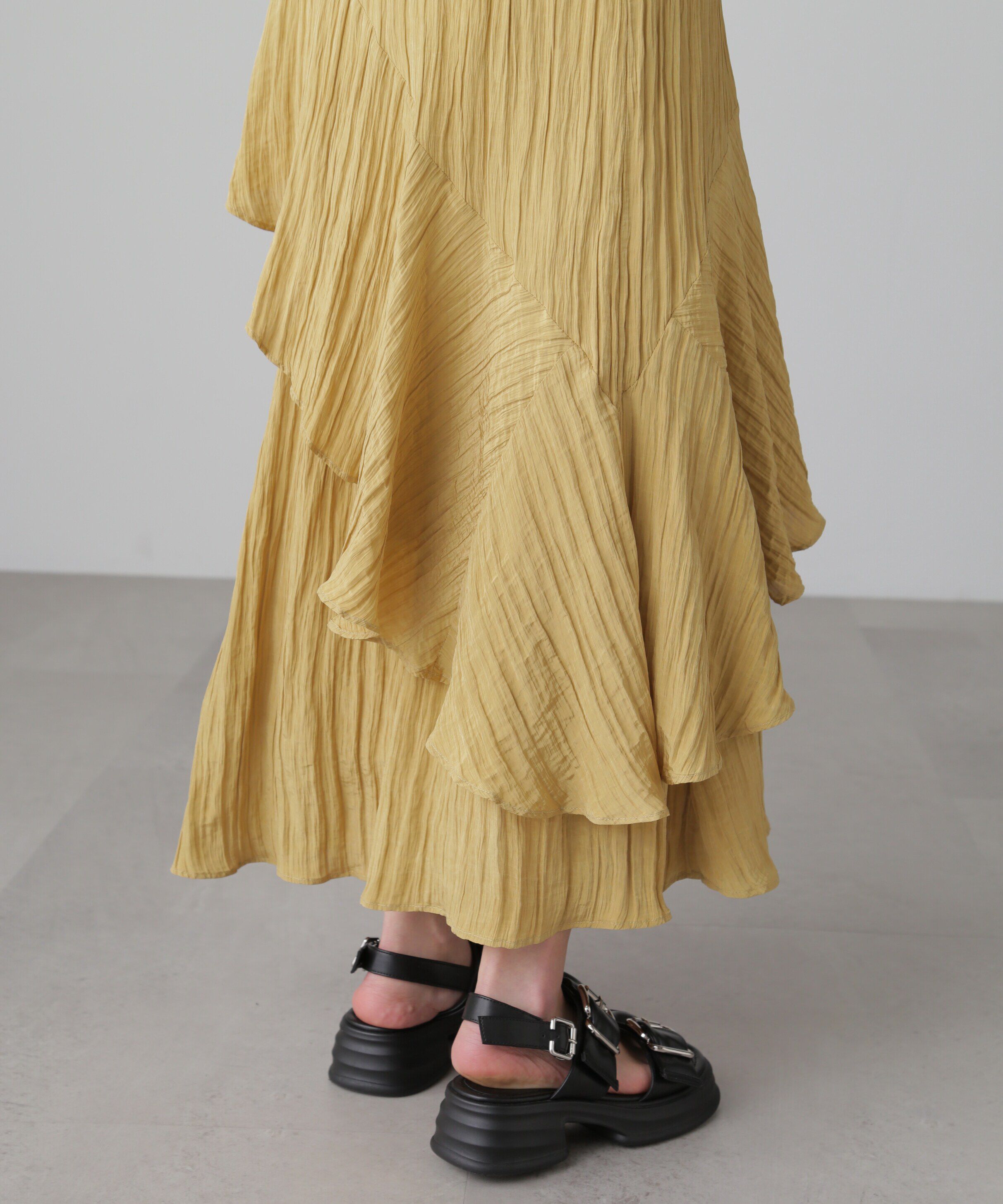  「ワッシャーランダムティアードスカート」|スカート|