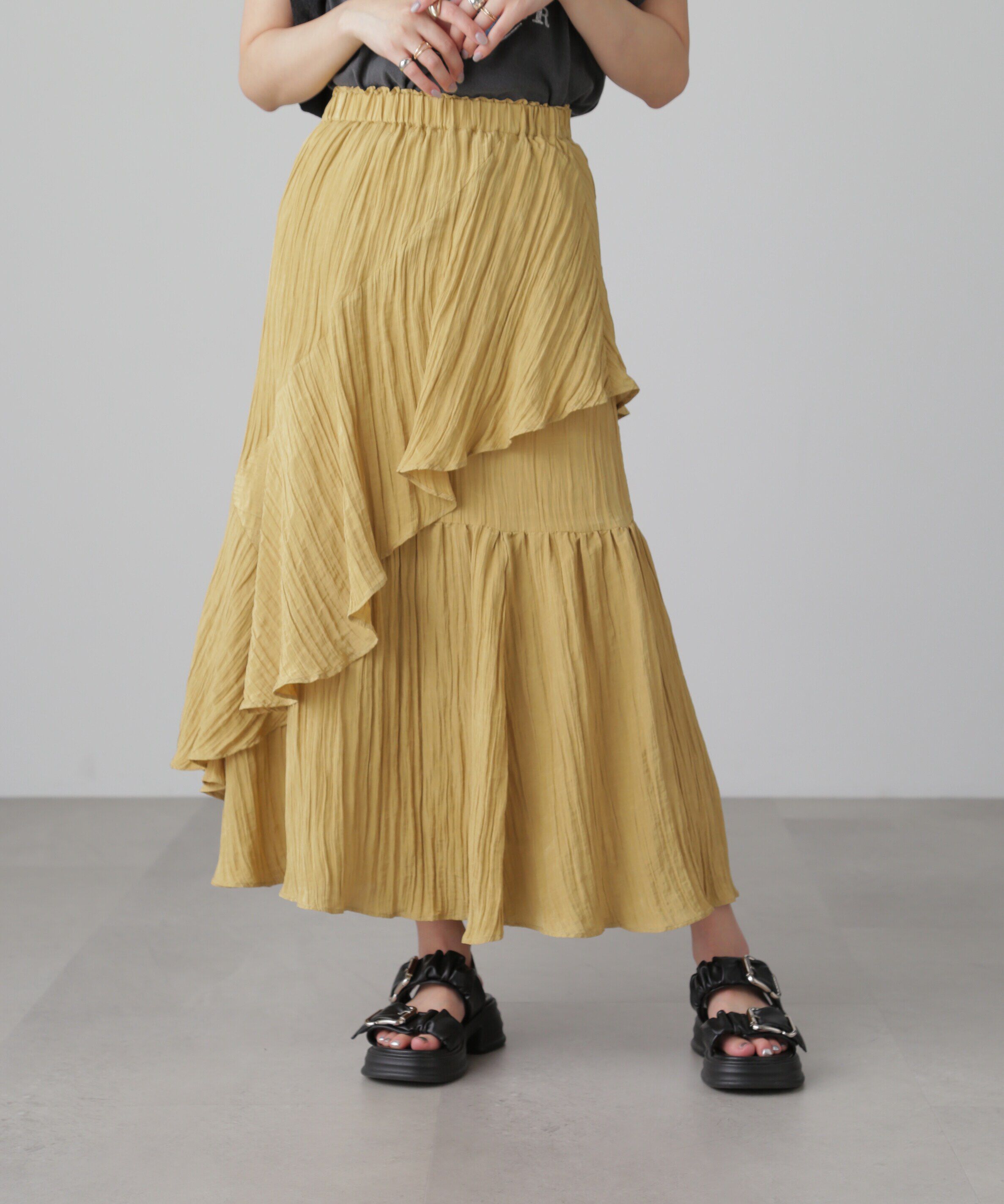  「ワッシャーランダムティアードスカート」|スカート|