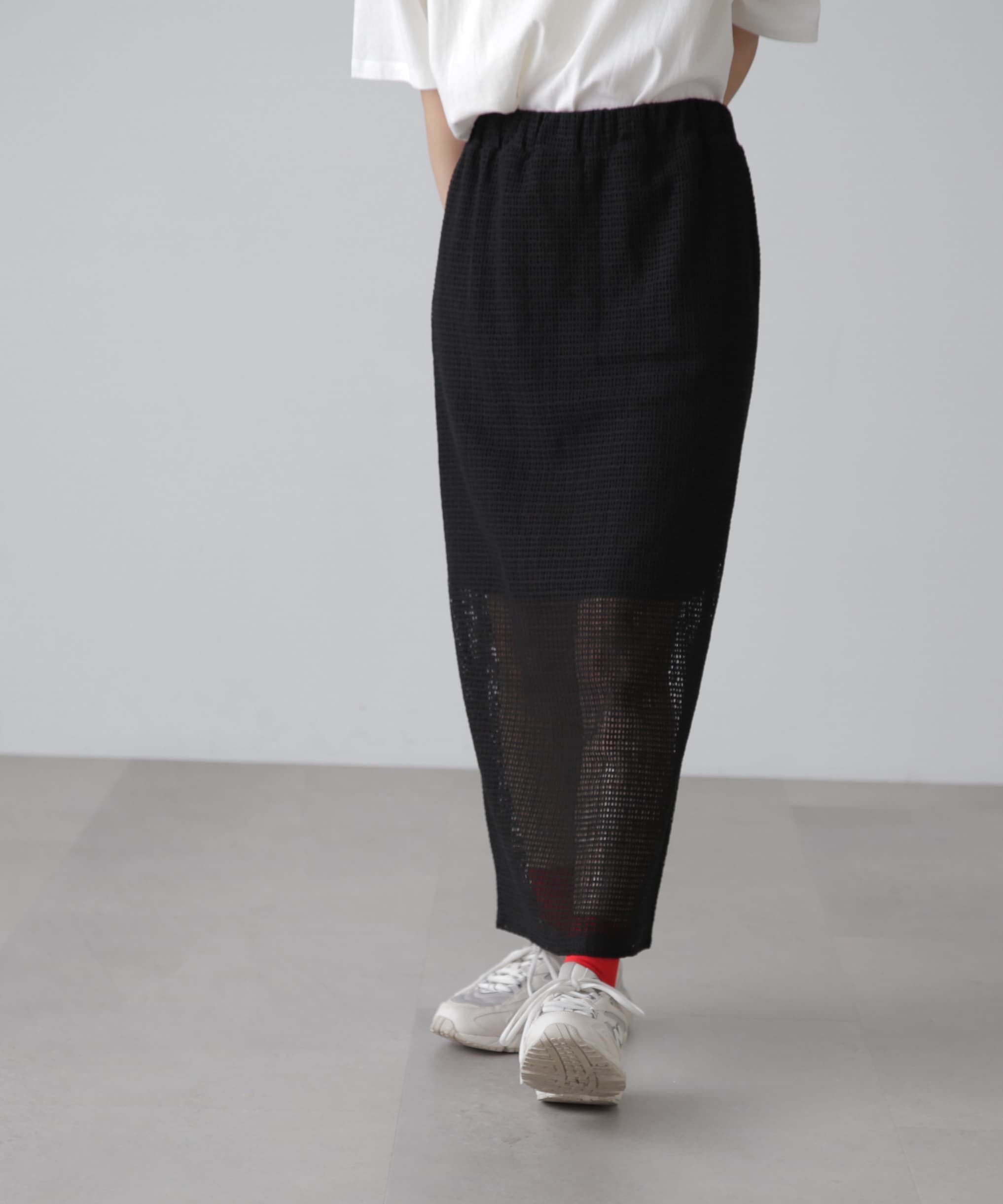  「レイヤードメッシュナロースカート」|スカート|