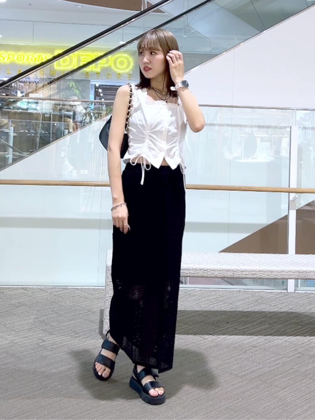  「レイヤードメッシュナロースカート」|スカート|