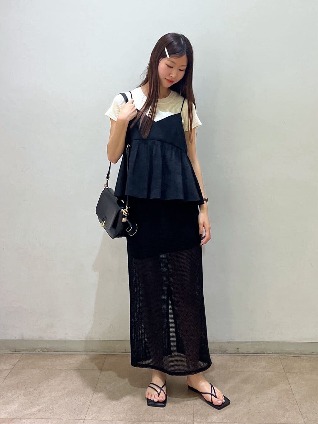  「レイヤードメッシュナロースカート」|スカート|