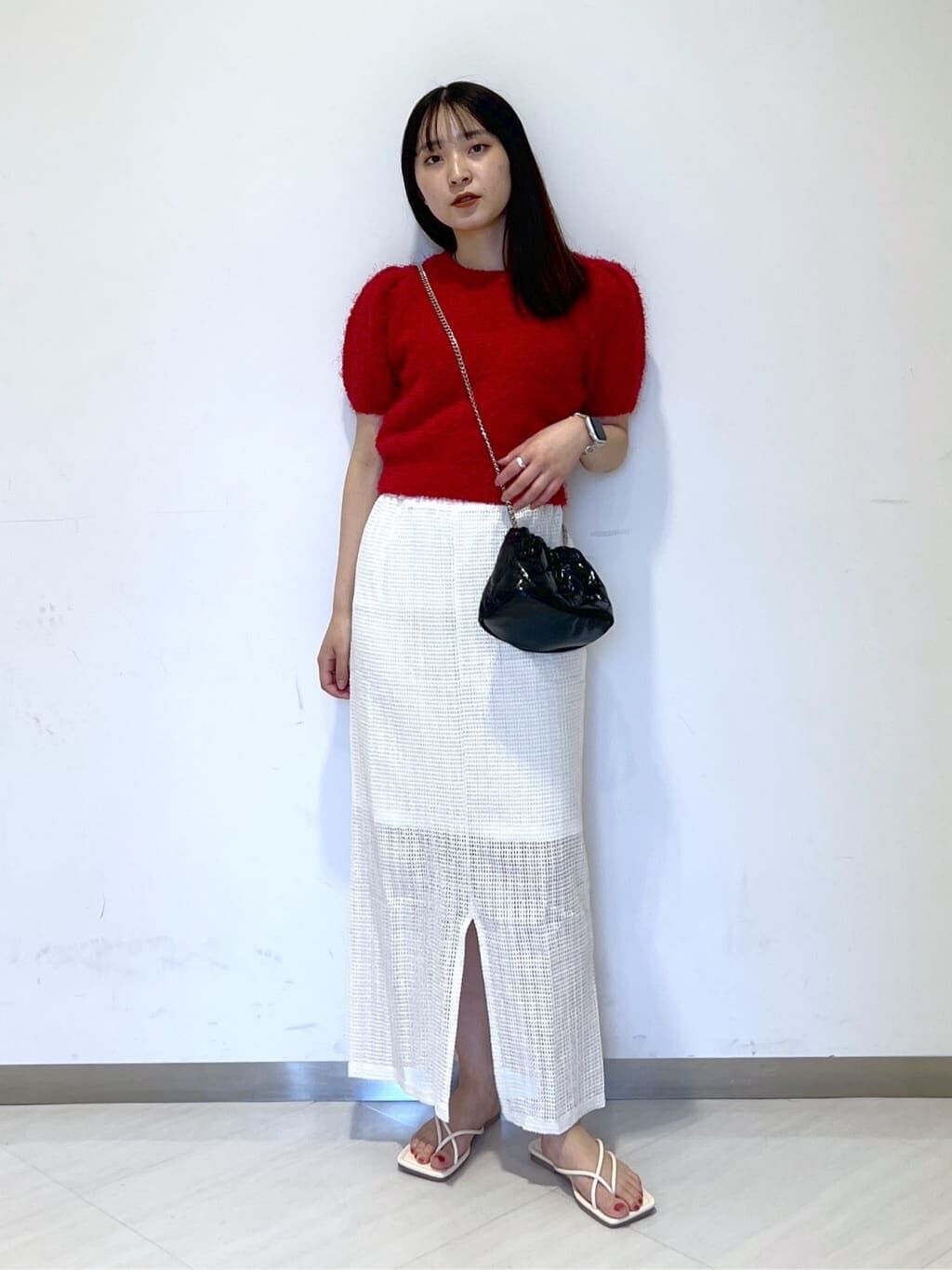  「レイヤードメッシュナロースカート」|スカート|