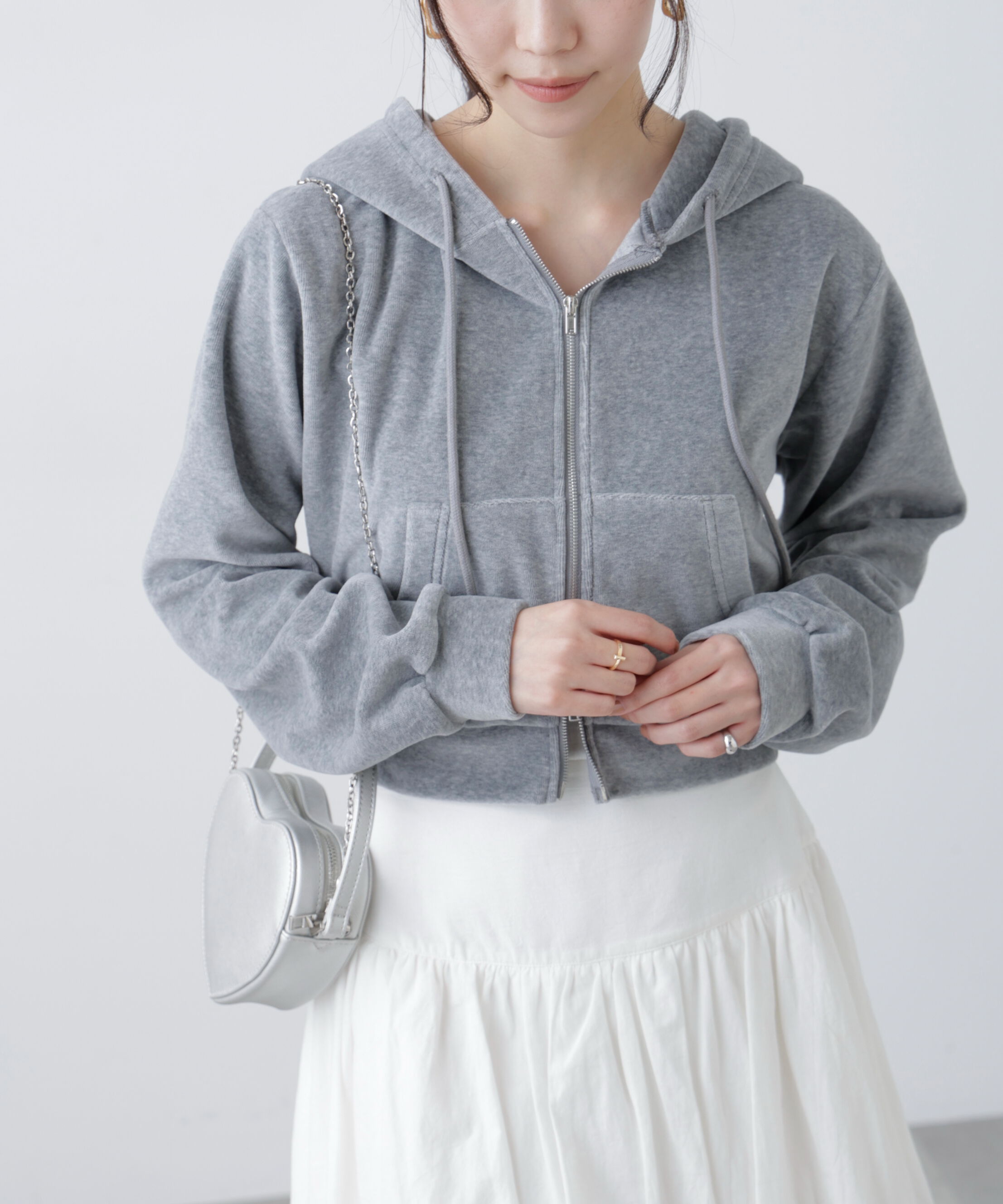  「Ｗジップベロアパーカー」|Tシャツ・カットソー|