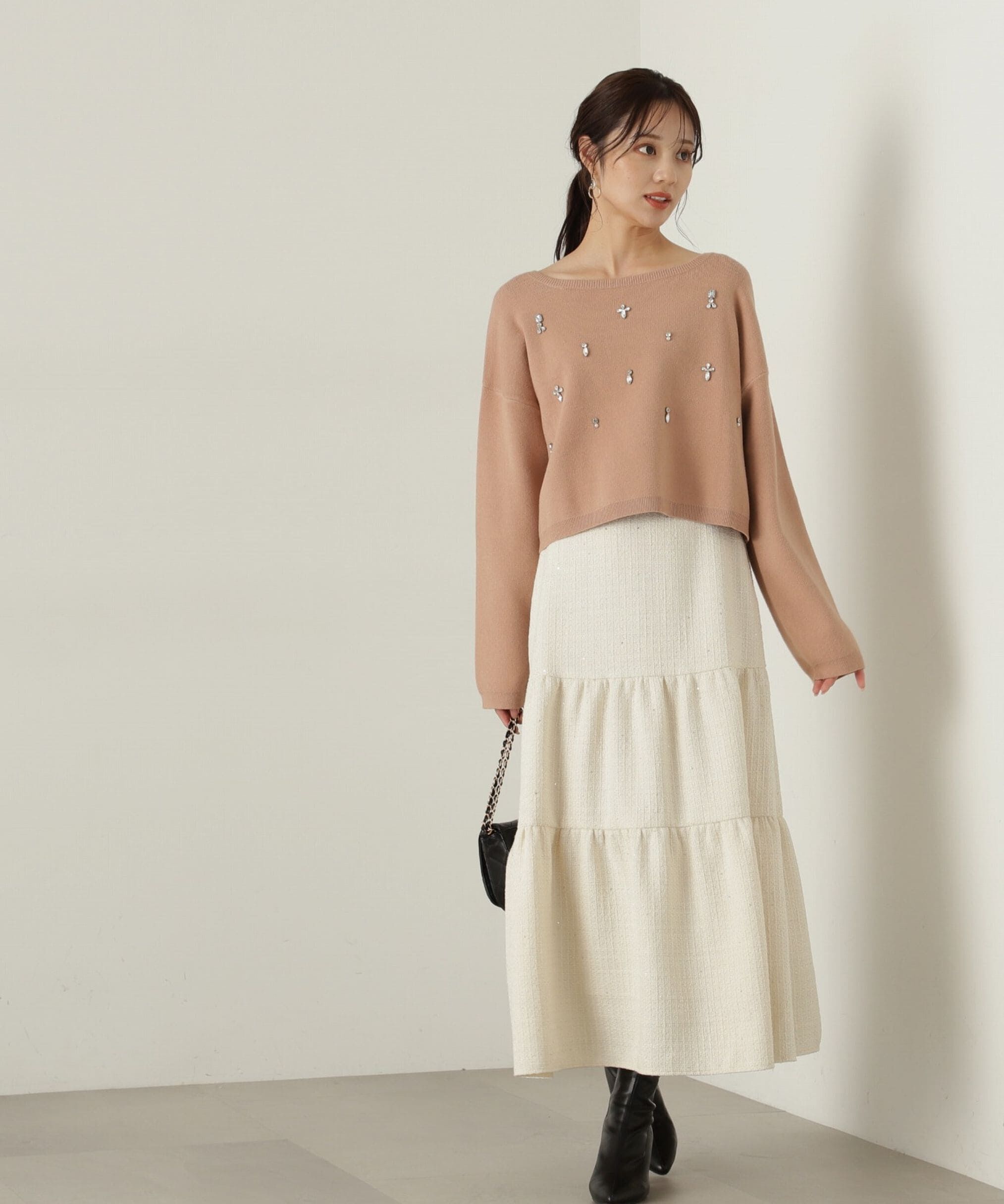 PROPORTION BODY DRESSING「ツイードティアードスカート」|スカート|エクリュ1