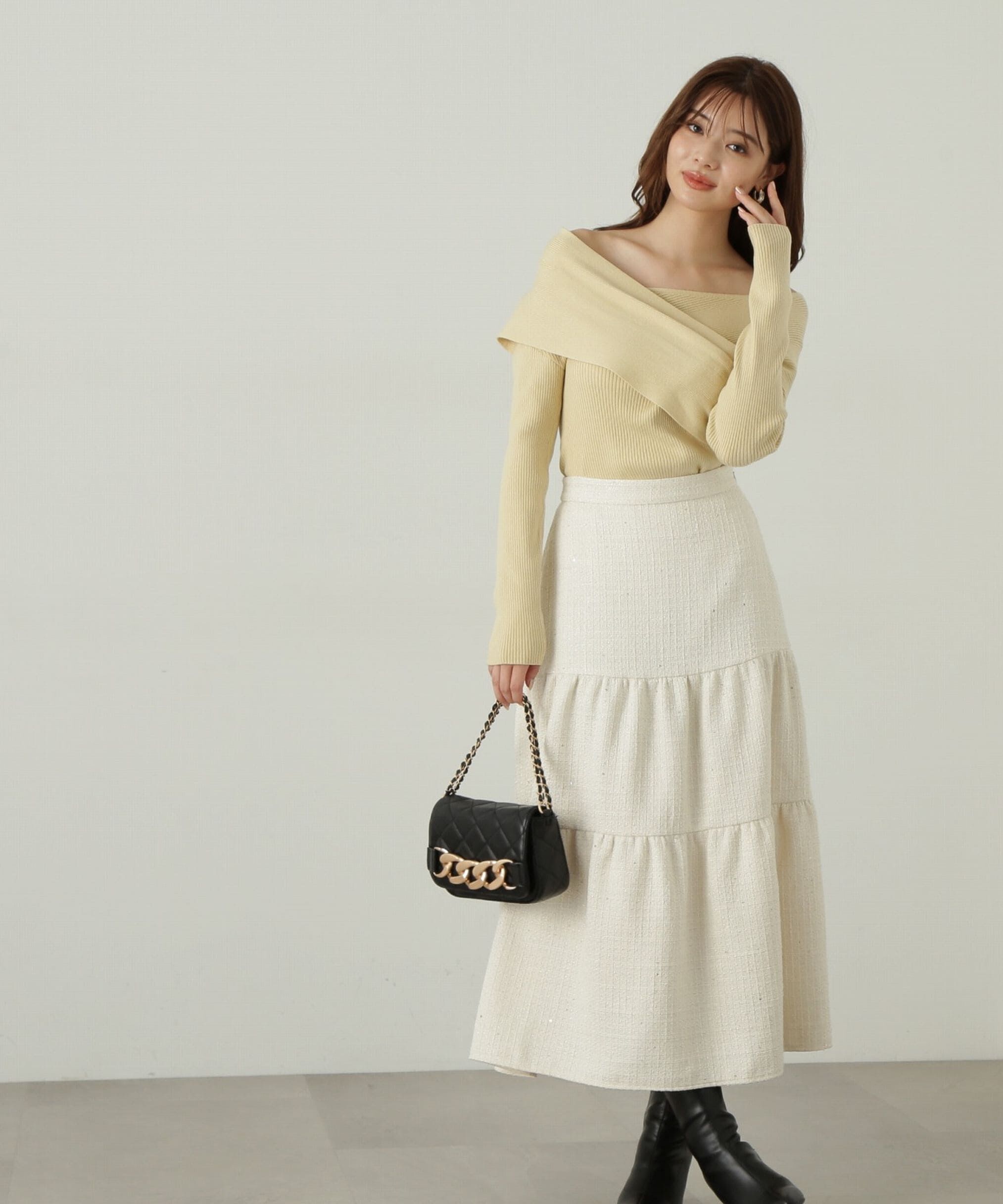 PROPORTION BODY DRESSING「ツイードティアードスカート」|スカート|