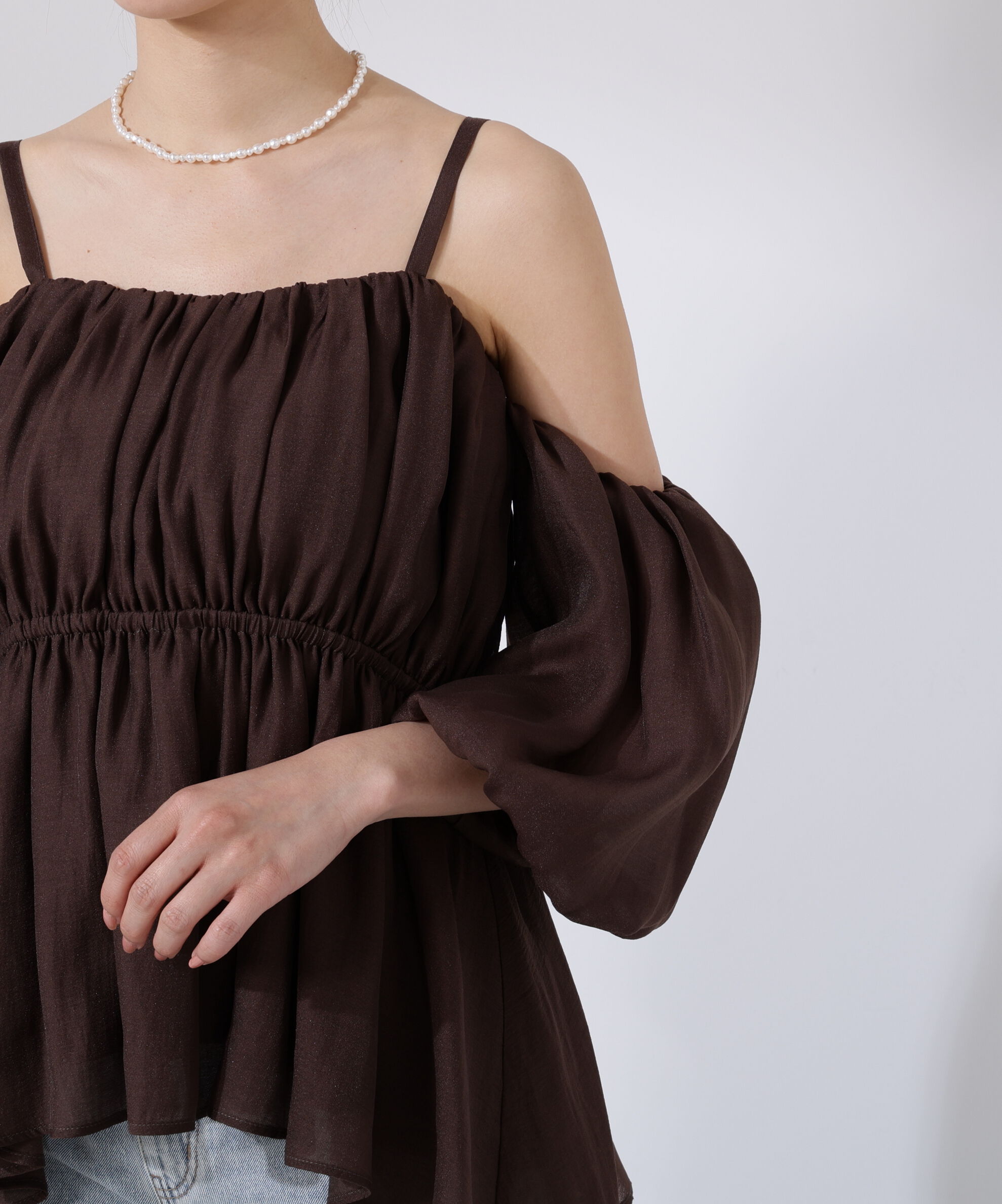 PROPORTION BODY DRESSING「シャーリングオフショルブラウス」|シャツ・ブラウス|