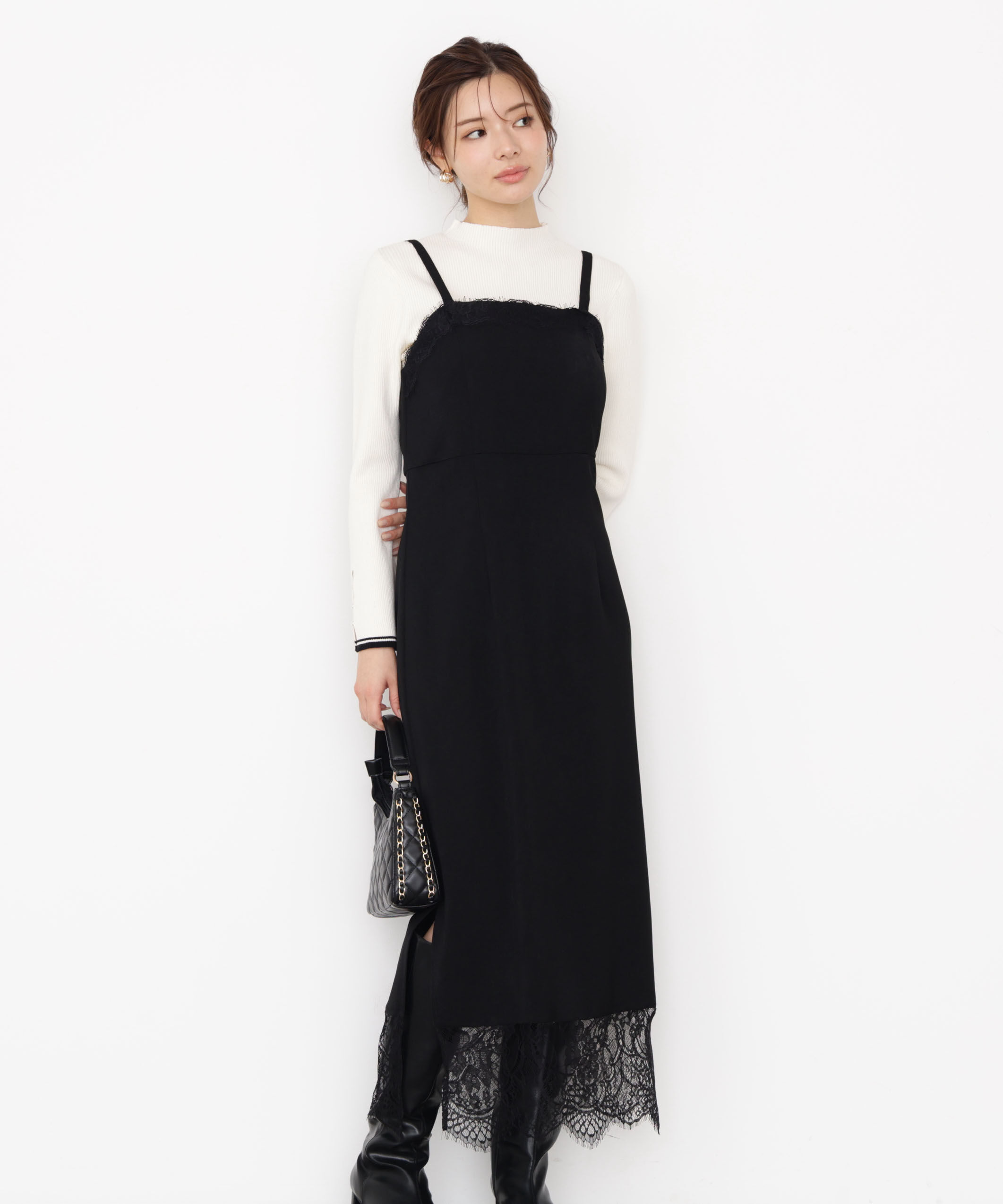 PROPORTION BODY DRESSING「レース付きキャミワンピース 25AW」|ワンピース|