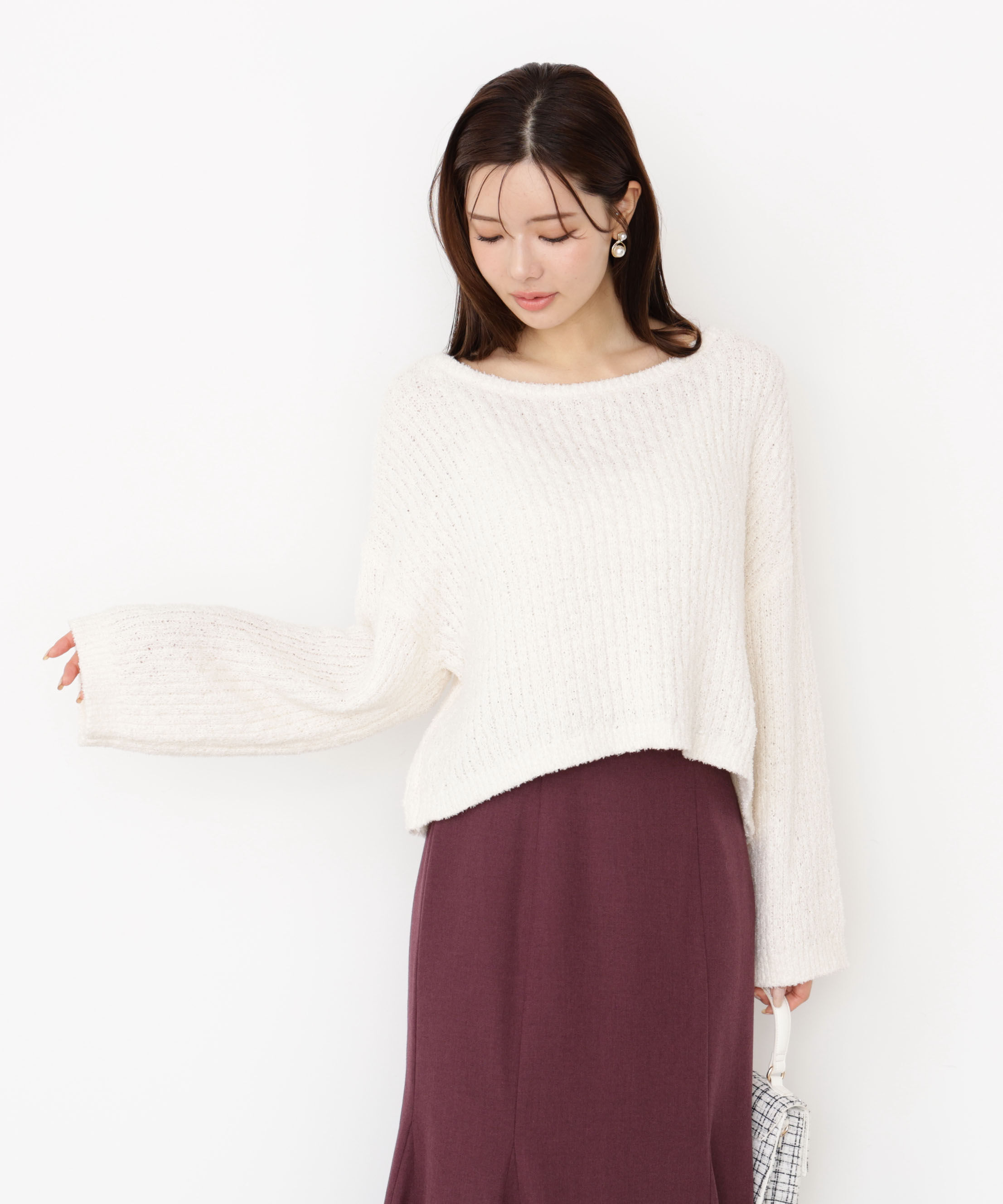 PROPORTION BODY DRESSING「フィルムモール短丈ニット 25AW」|ニット・セーター|