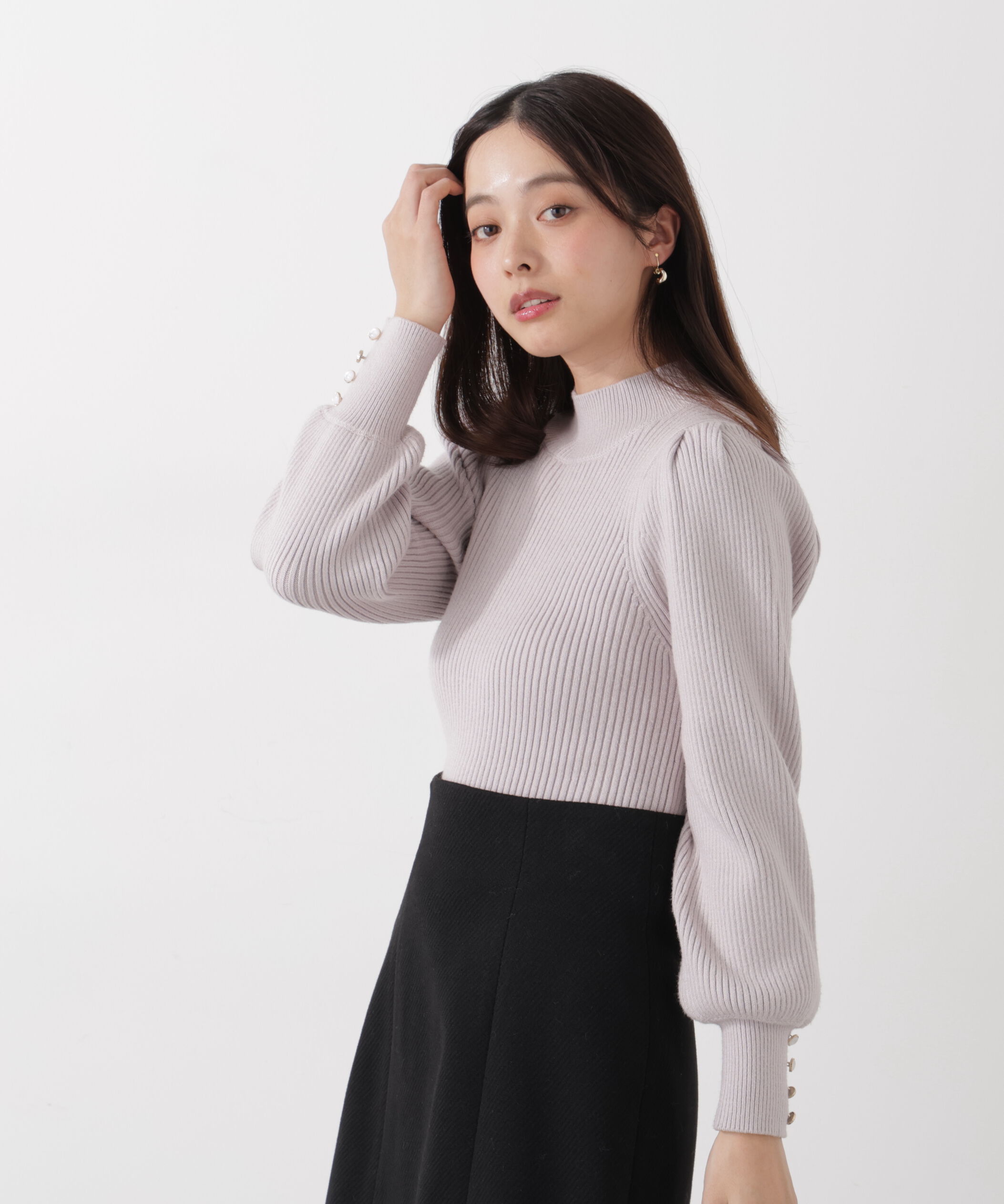 PROPORTION BODY DRESSING「＜ハンドウォッシャブル＞ハイネックボリュームスリーブニット 25AW」|ニット・セーター|