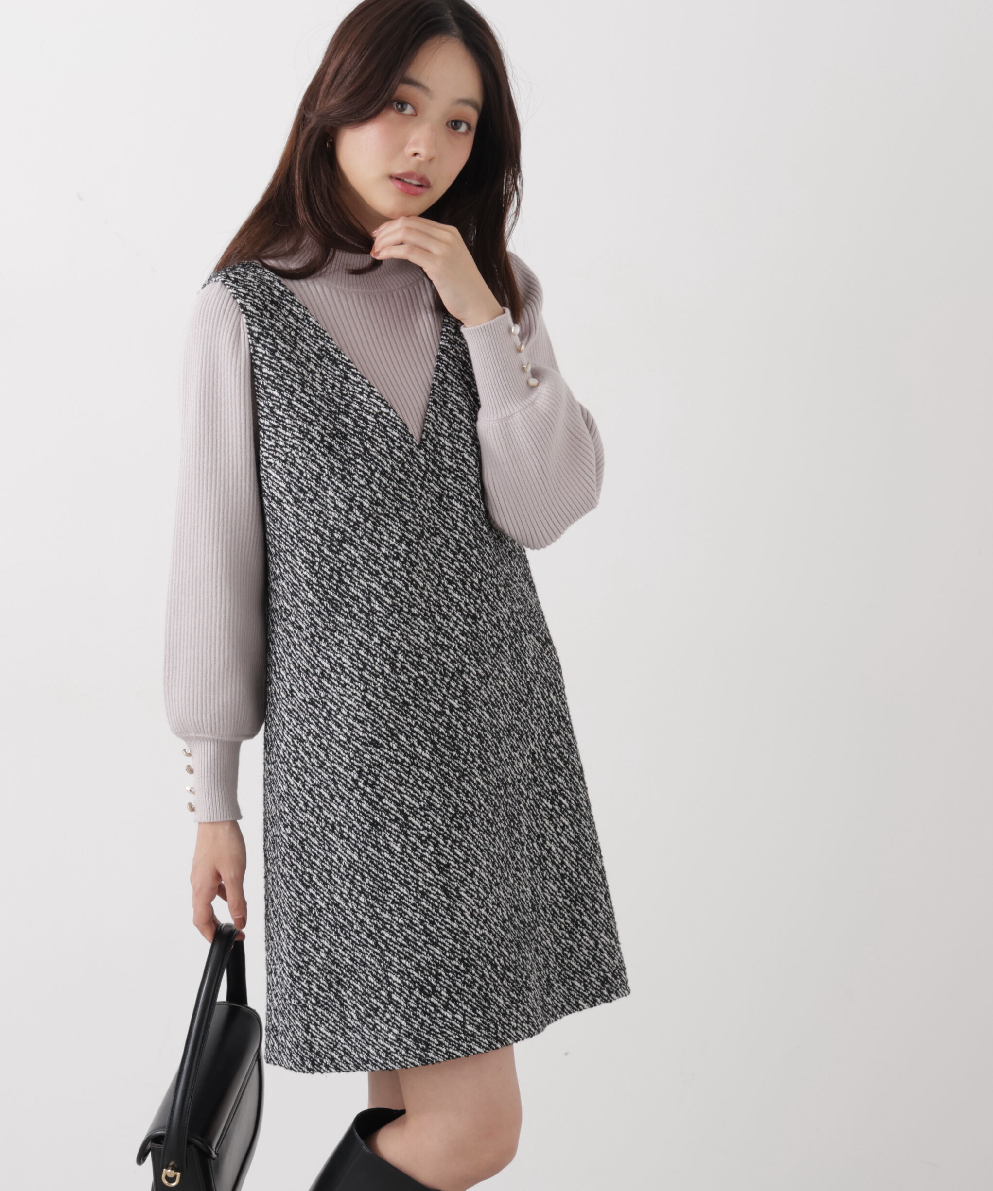 PROPORTION BODY DRESSING「＜ハンドウォッシャブル＞ハイネックボリュームスリーブニット 25AW」|ニット・セーター|