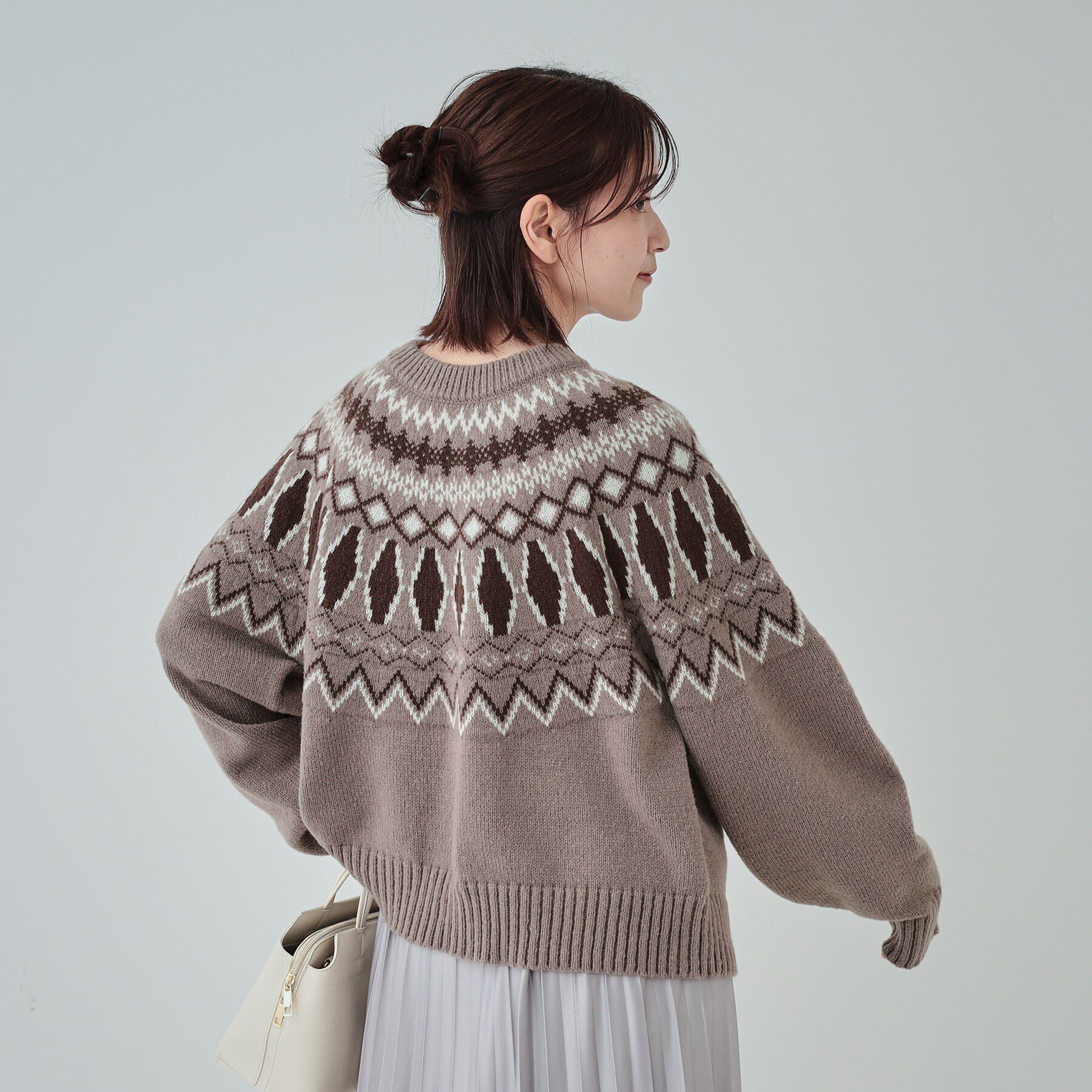 SHOO･LA･RUE「【S-LL】ゆるっと大人レトロなノスタルジック求心柄ニット」|ニット・セーター|