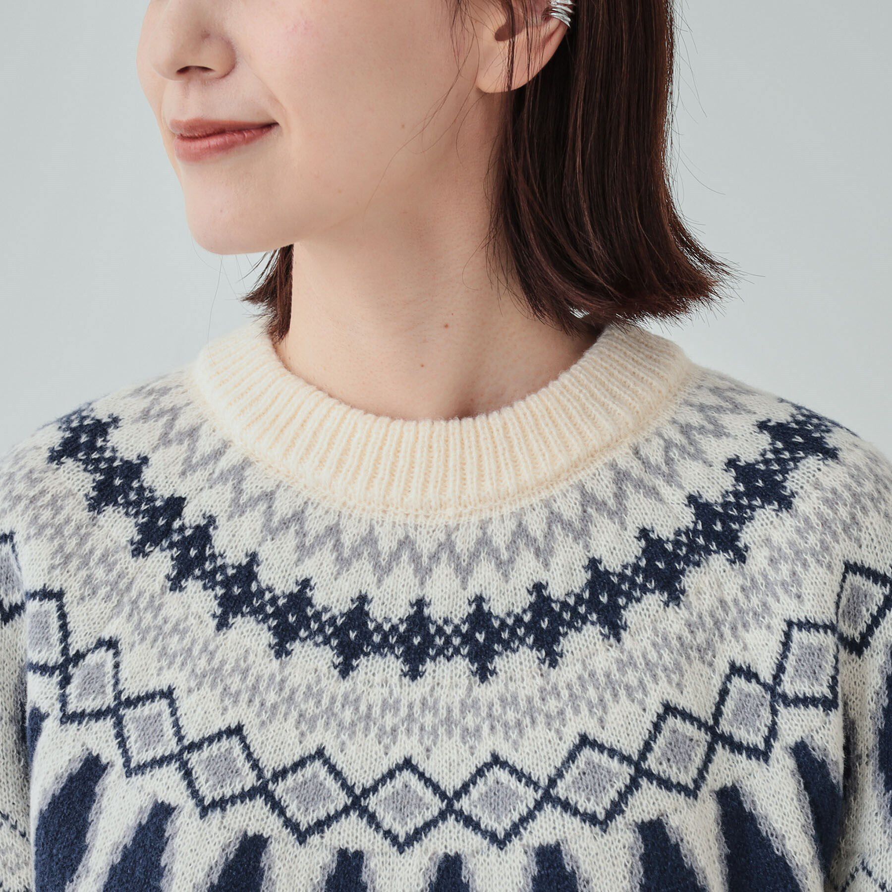 SHOO･LA･RUE「【S-LL】ゆるっと大人レトロなノスタルジック求心柄ニット」|ニット・セーター|