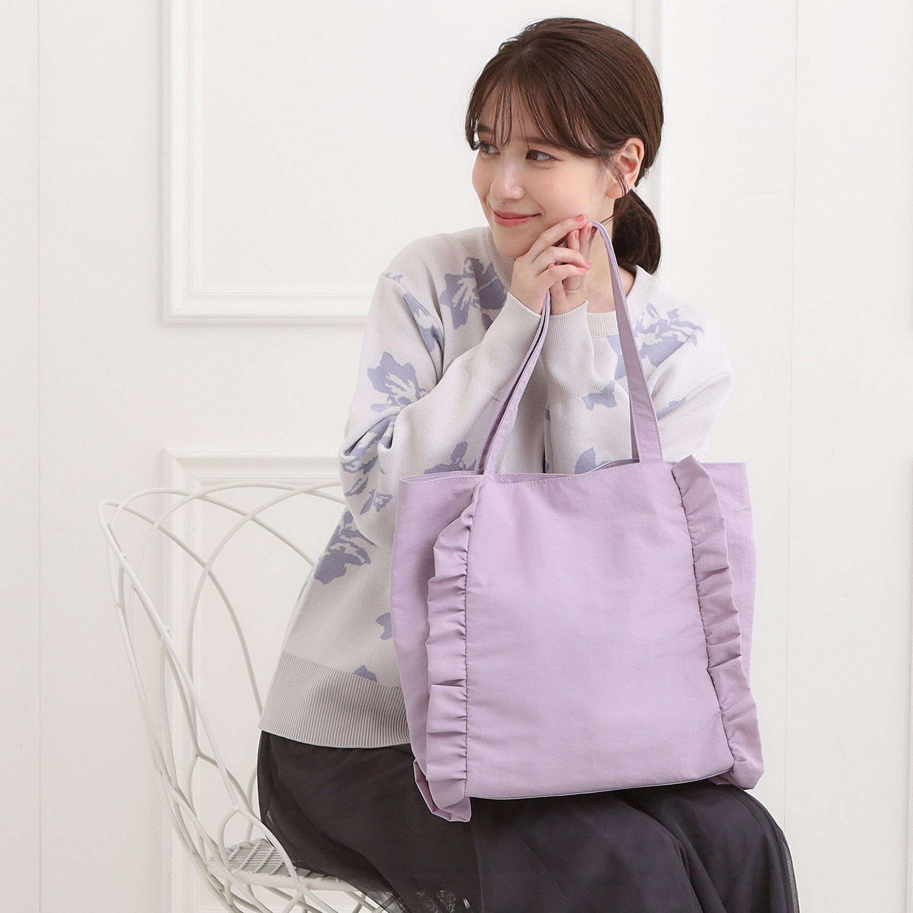 SHOO･LA･RUE「【セレモニー】フリルトートバッグ」|トートバッグ|パープル(081)