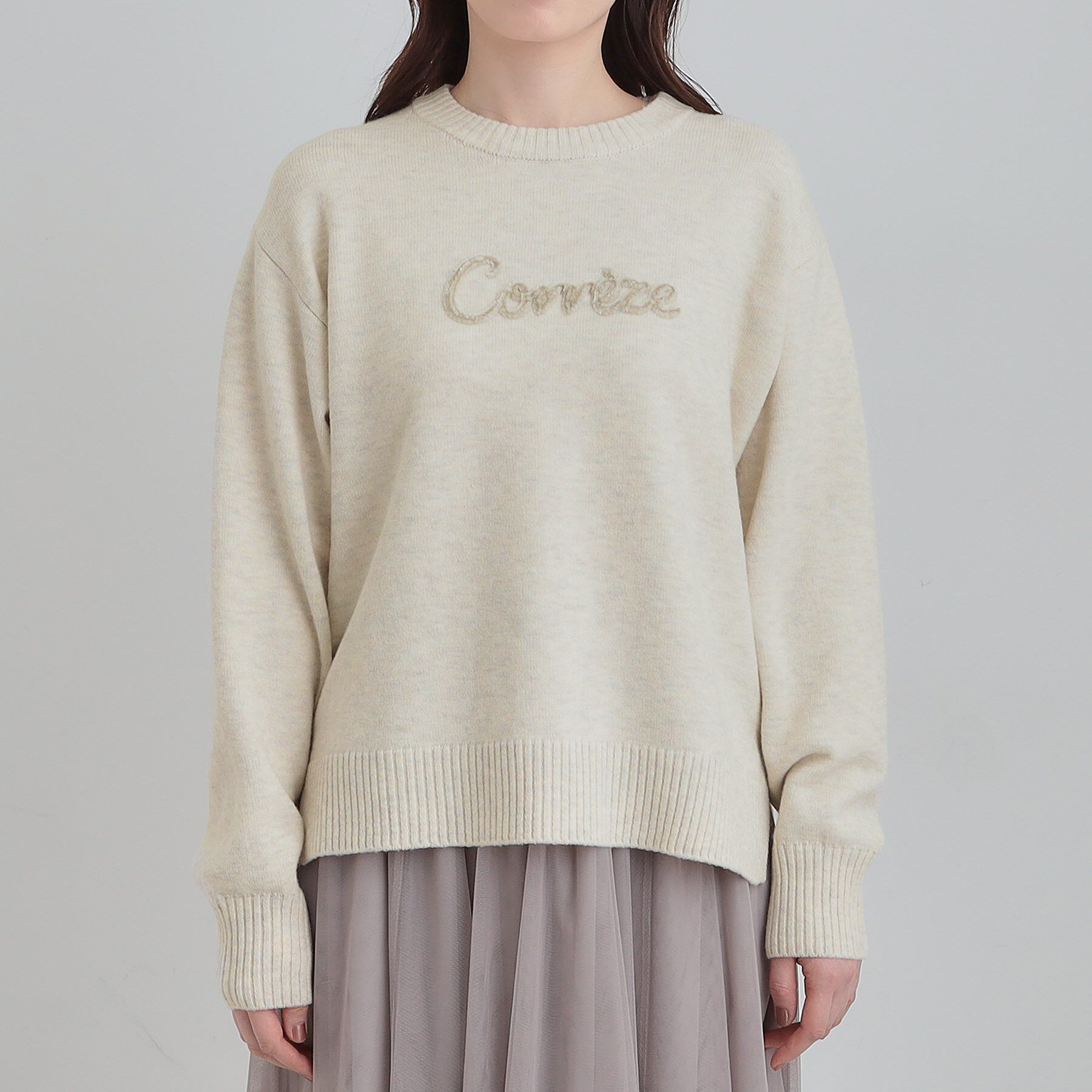 SHOO･LA･RUE「【S-LL/洗濯機可】ふわふわがやみつきになる柔らかさ スウェットライクロゴニット」|ニット・セーター|